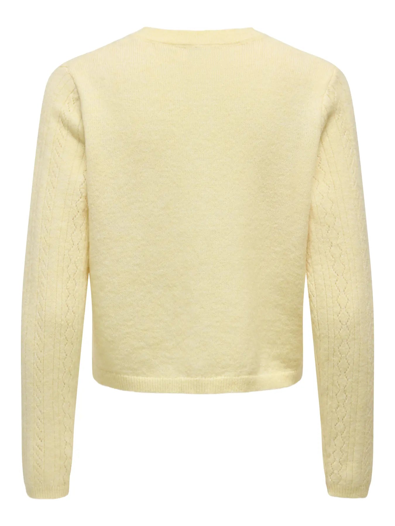 APRIL LIFE LS O-NECK CARDIGAN - Pastel Yellow_MELANGE
