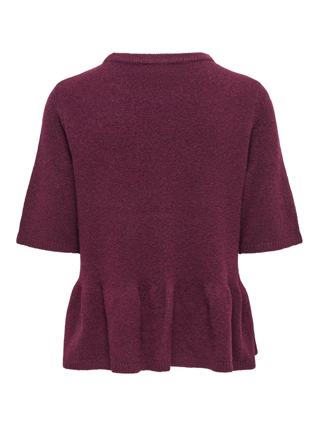 BRILLIANT LIFE S/S ON PEPLUM PULL - Windsor Wine/MELANGE