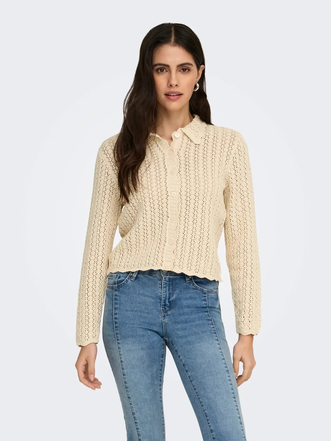 Camil L/S Collar Cardigan - Birch