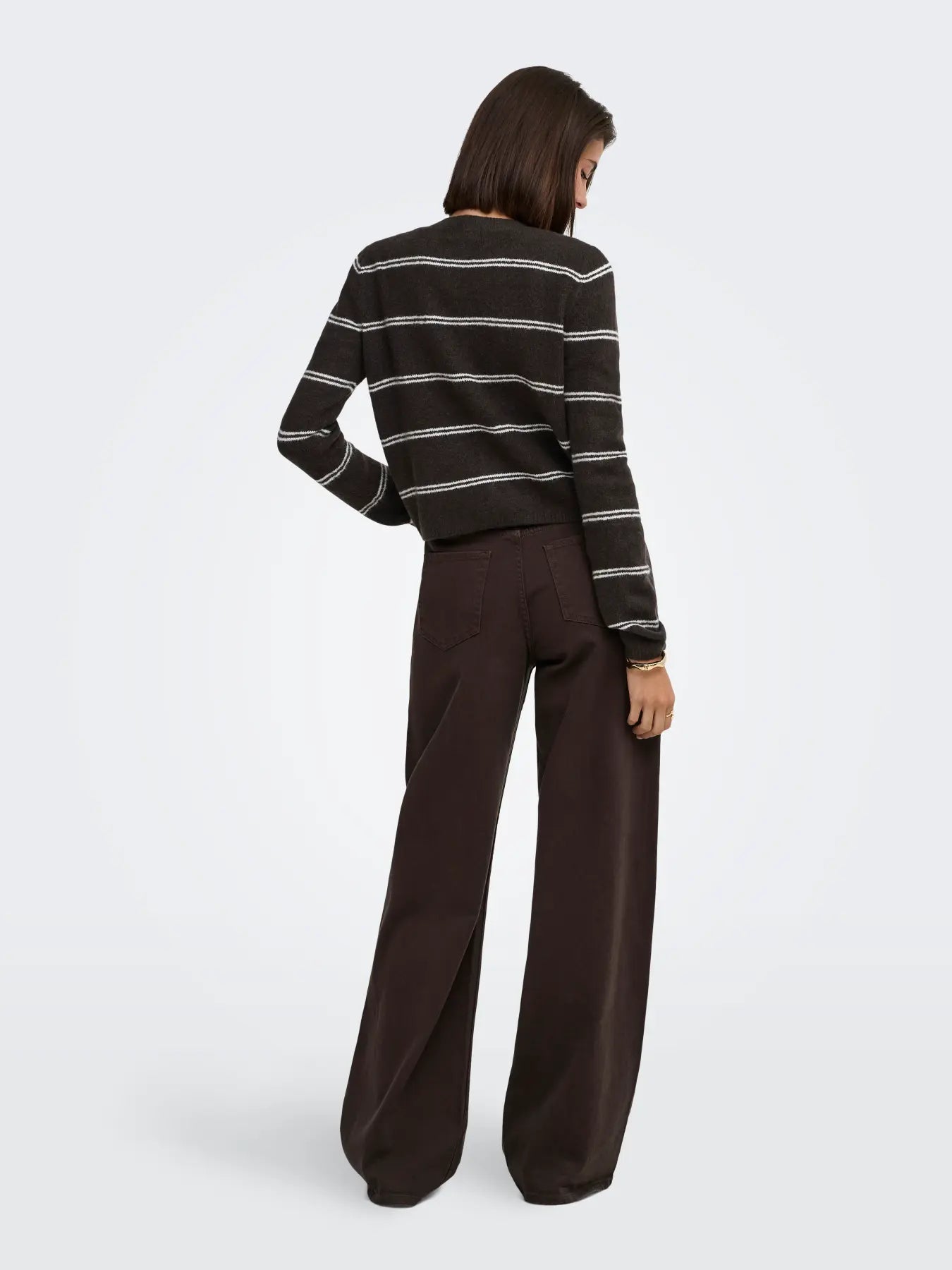 CHLOE L/S CARDIGAN - Chocolate Torte/MELANGE W. NEW STRIPE BIRCH