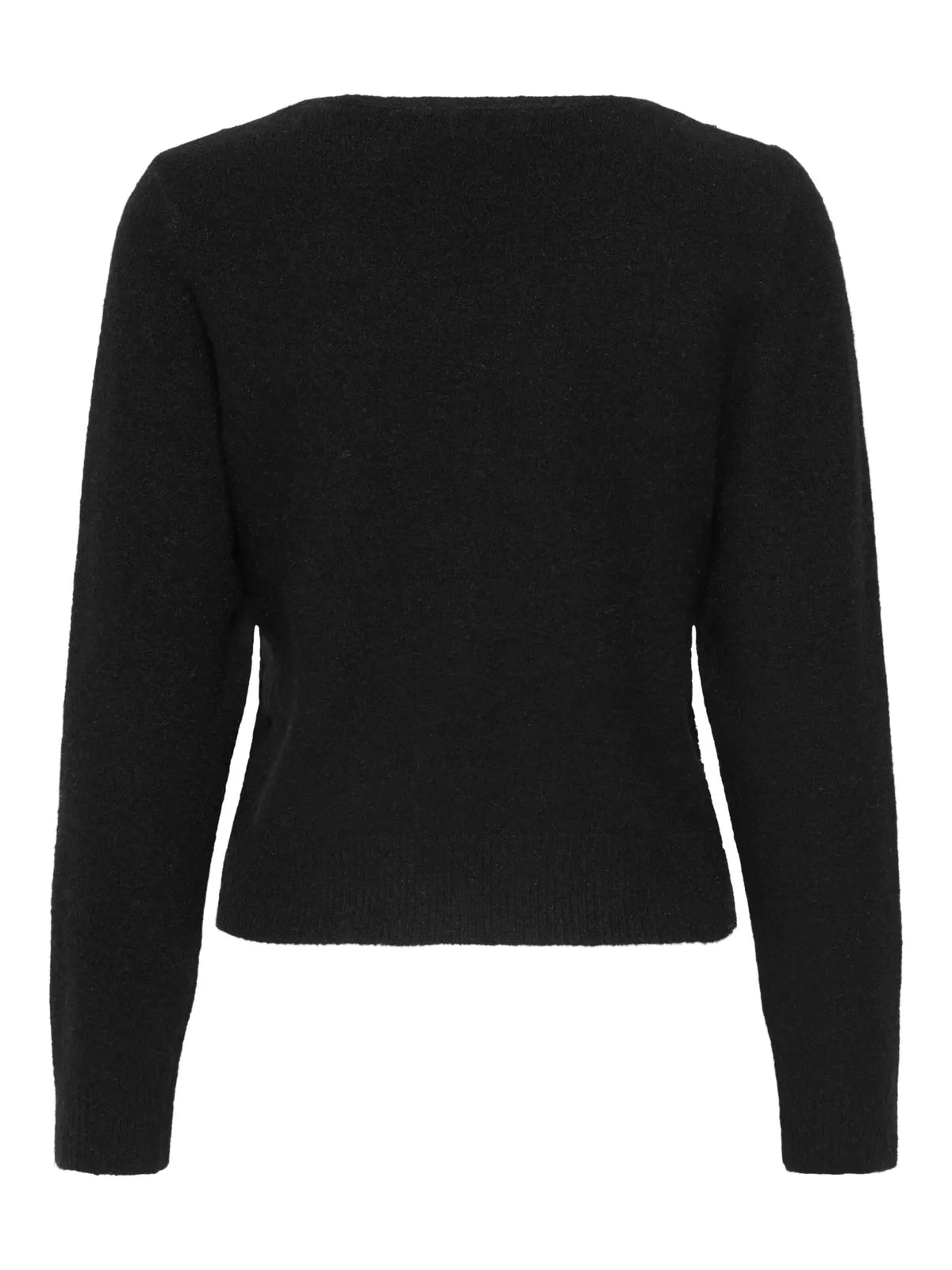 FRANCIE L/S V-NECK CARDIGAN - Black W. PEARL BUTTON