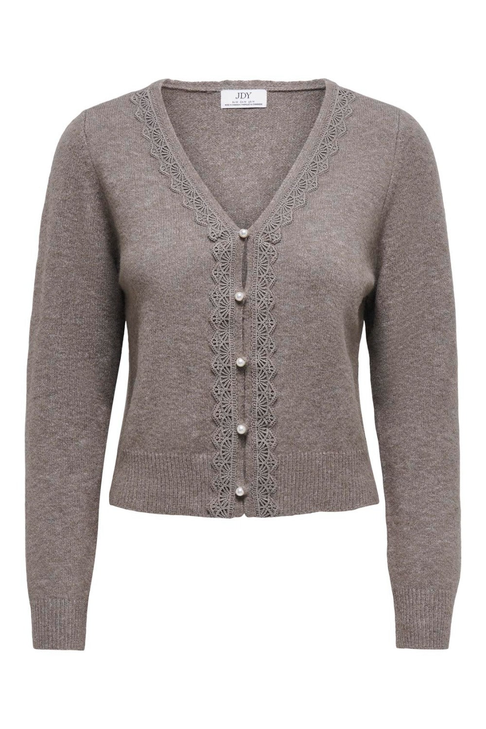 FRANCIE L/S V-NECK CARDIGAN - Falcon W. PEARL BUTTON