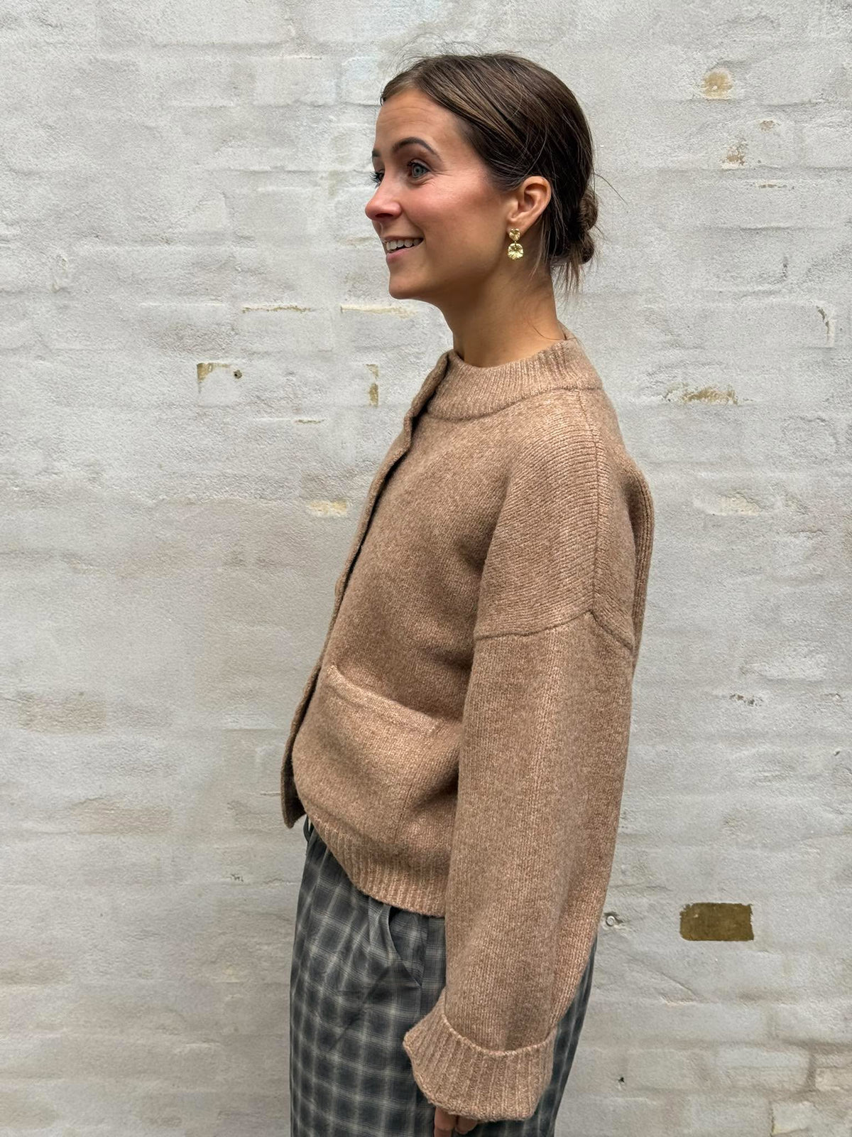 KIMIE LIFE L/S ON JACKET CARDIGAN - Camel MELANGE