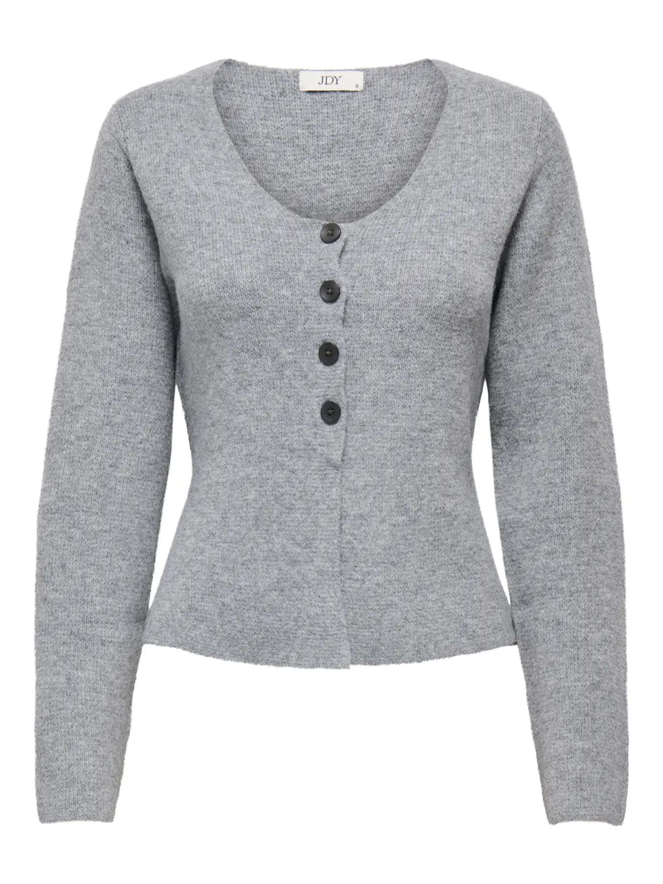 LEA LIFE L/S BUTTON CARDIGAN - Medium Grey Melange