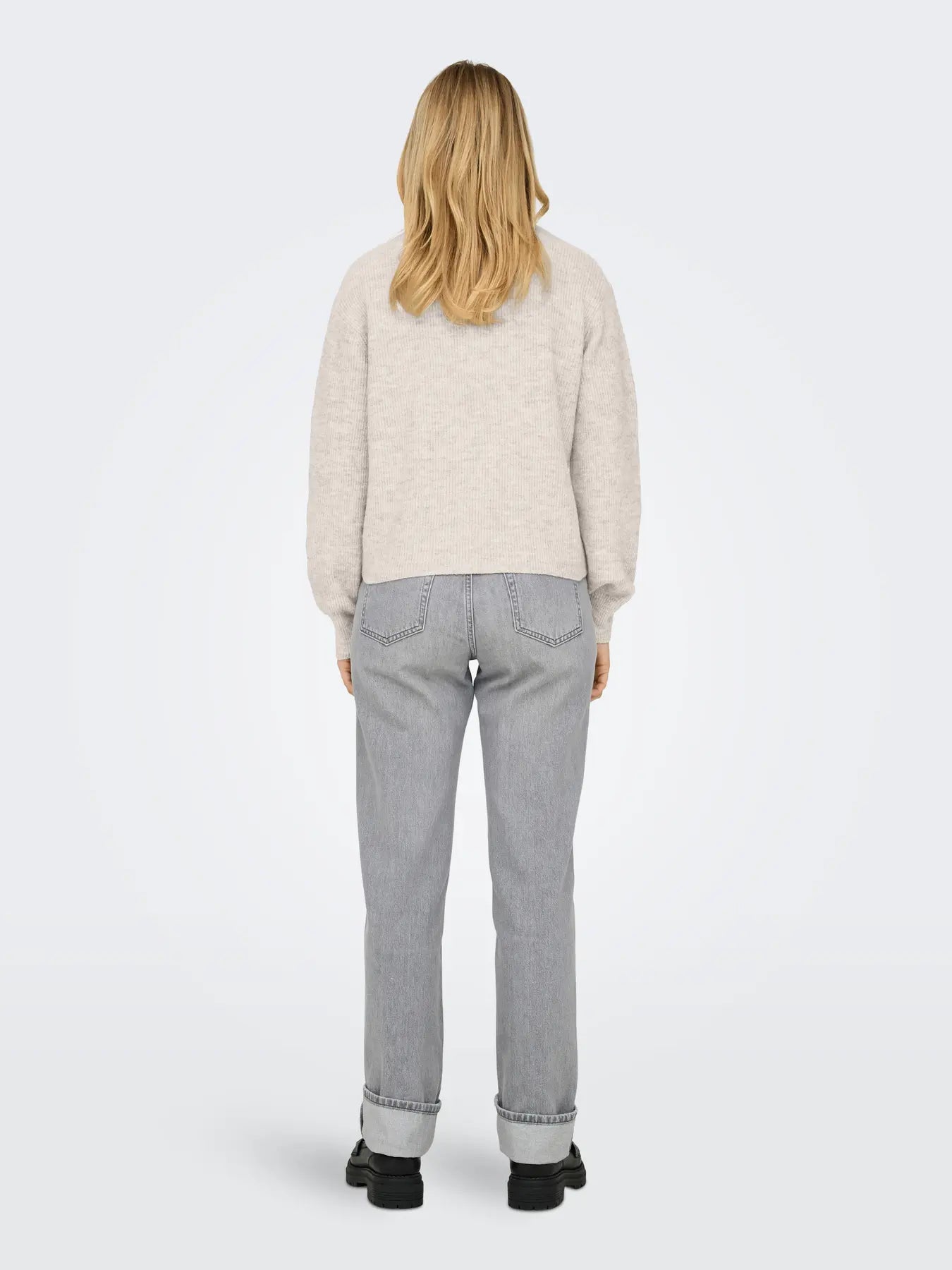 LUMI LIFE L/S BUTTON CARDIGAN - Birch MELANGE