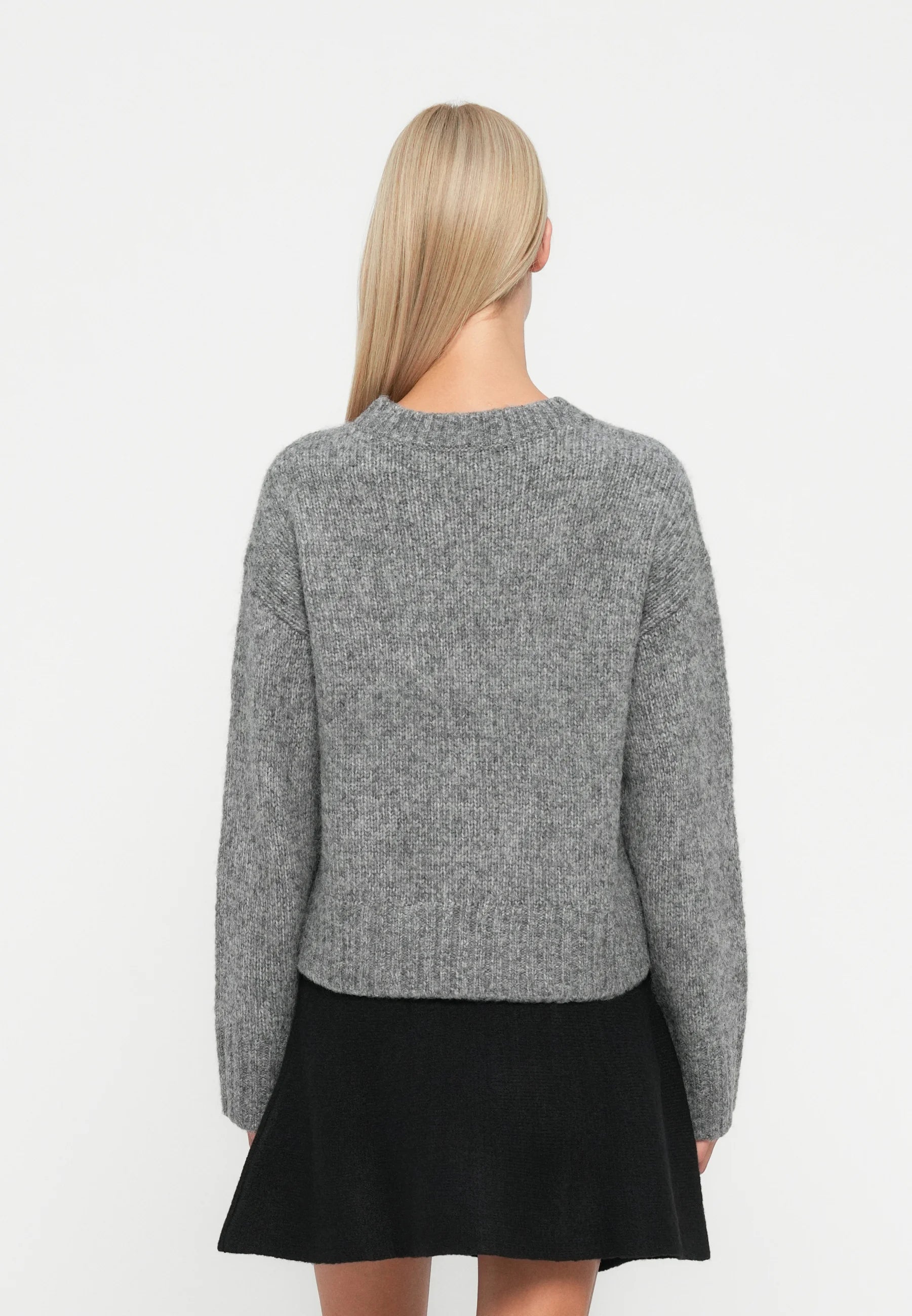 MALONE L/S O-NECK PULLOVER - Medium Grey Melange