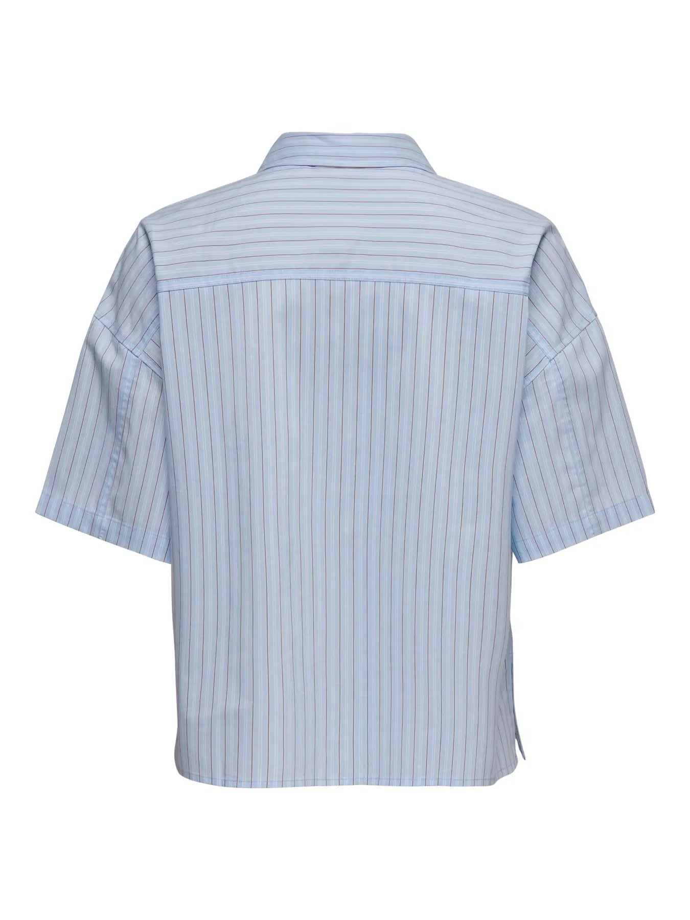 MIO 2/4 BOXY SHIRT - Cashmere Blue WHITE & TOASTED COCONUT