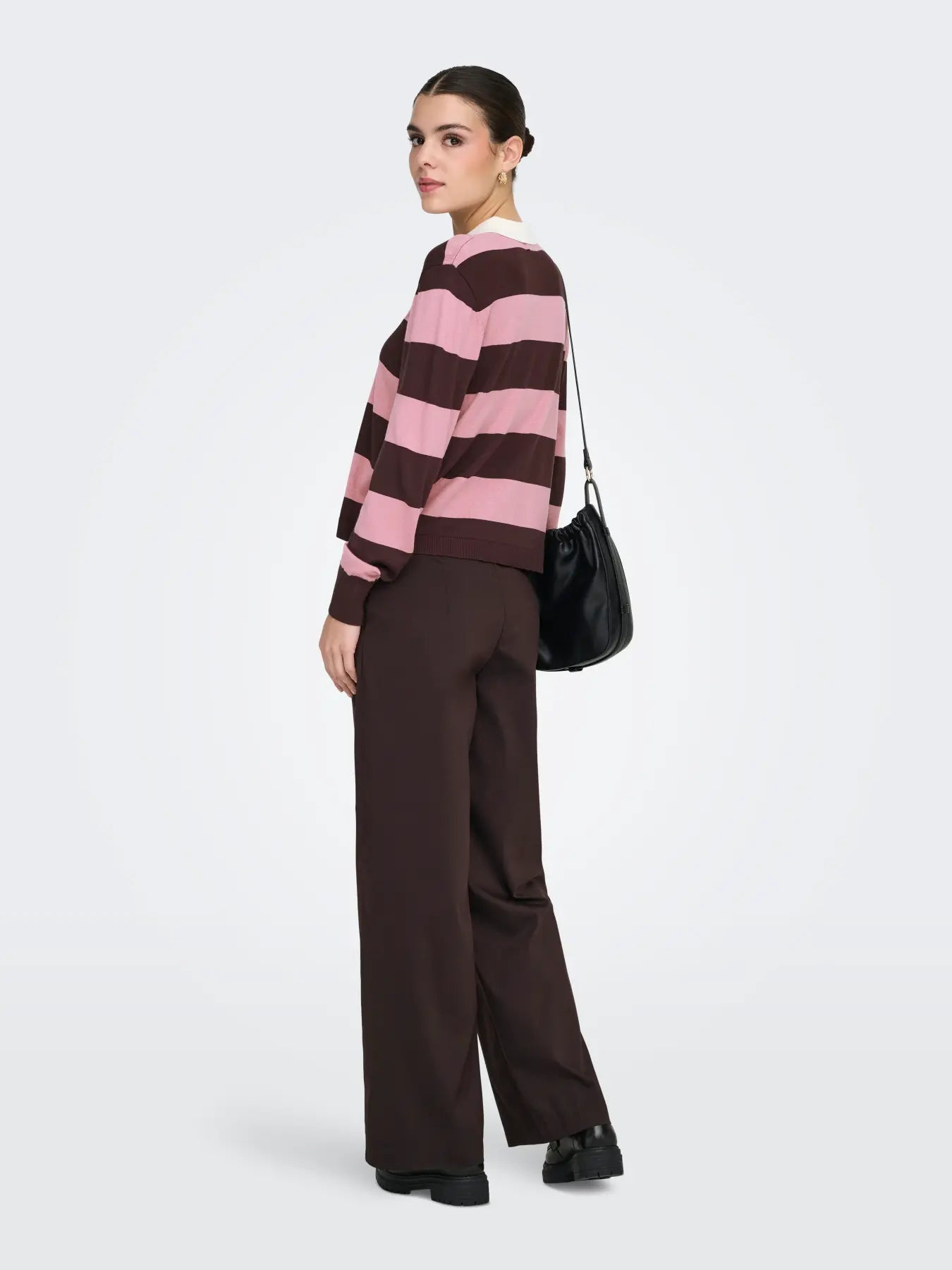 NAIMA LS POLO PULLOVER - Chicory Coffee W. lilas
