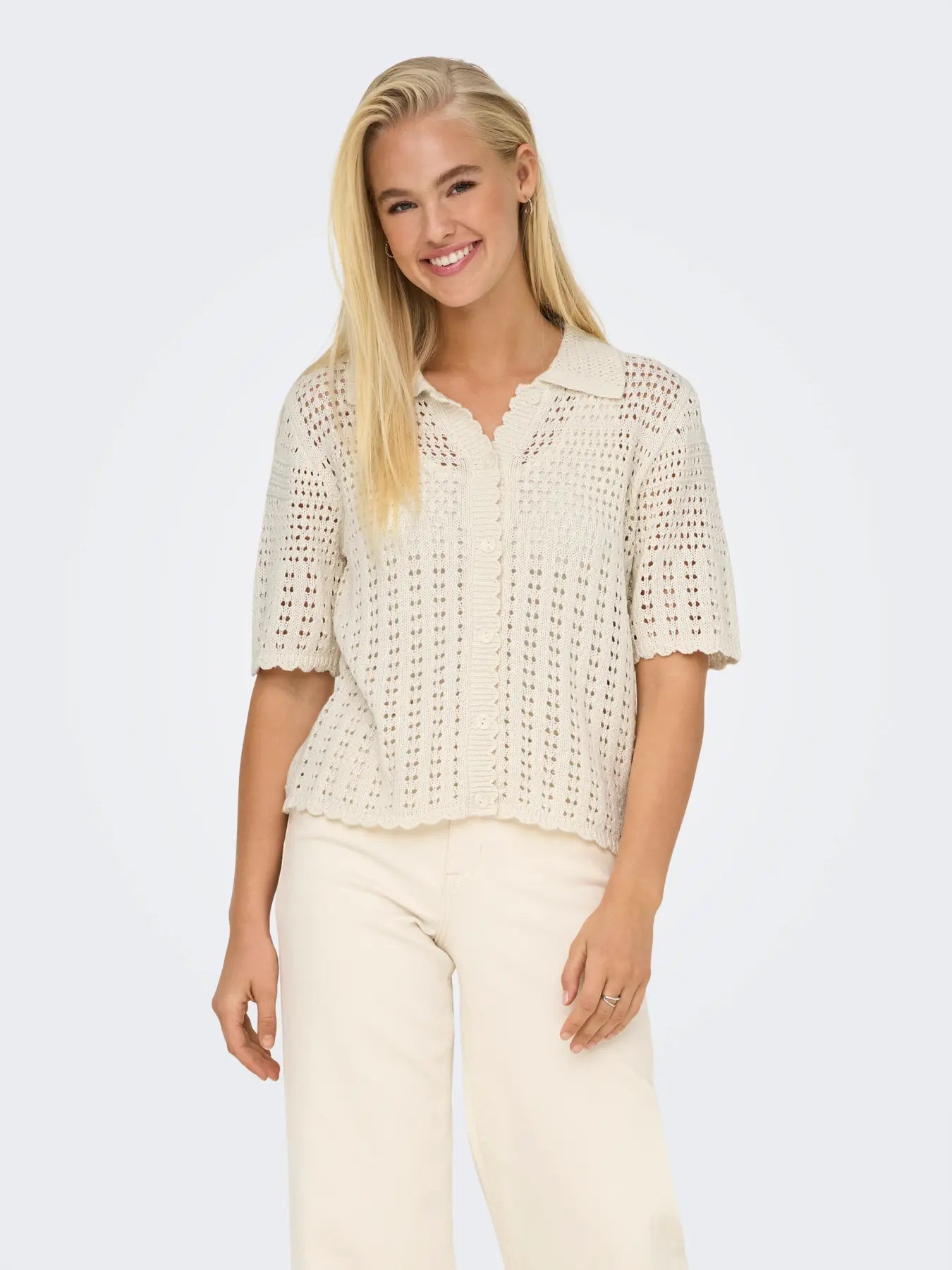 ROBIN 2/4 COLLAR CARDIGAN - Birch