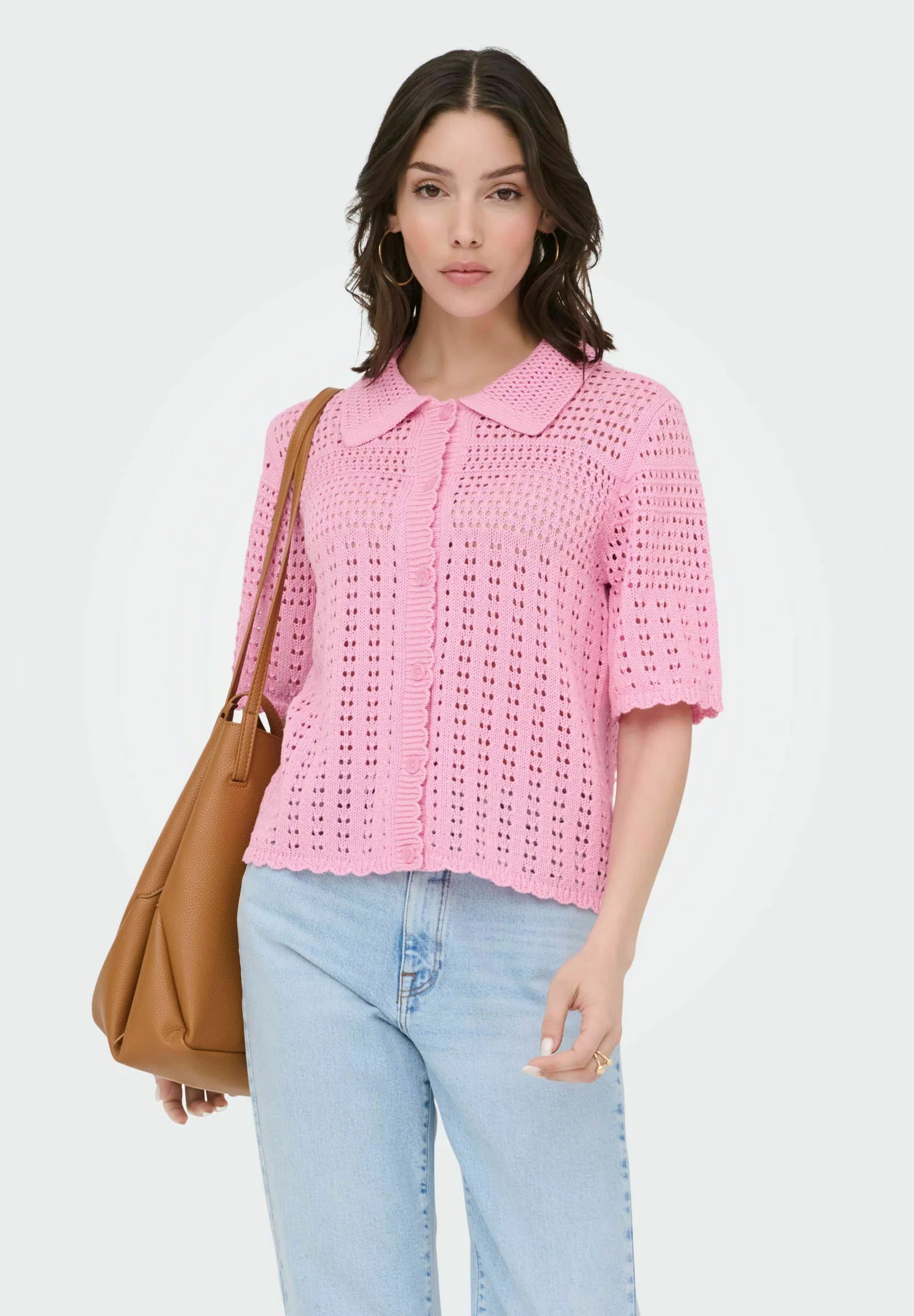 ROBIN 2/4 COLLAR CARDIGAN - Bonbon