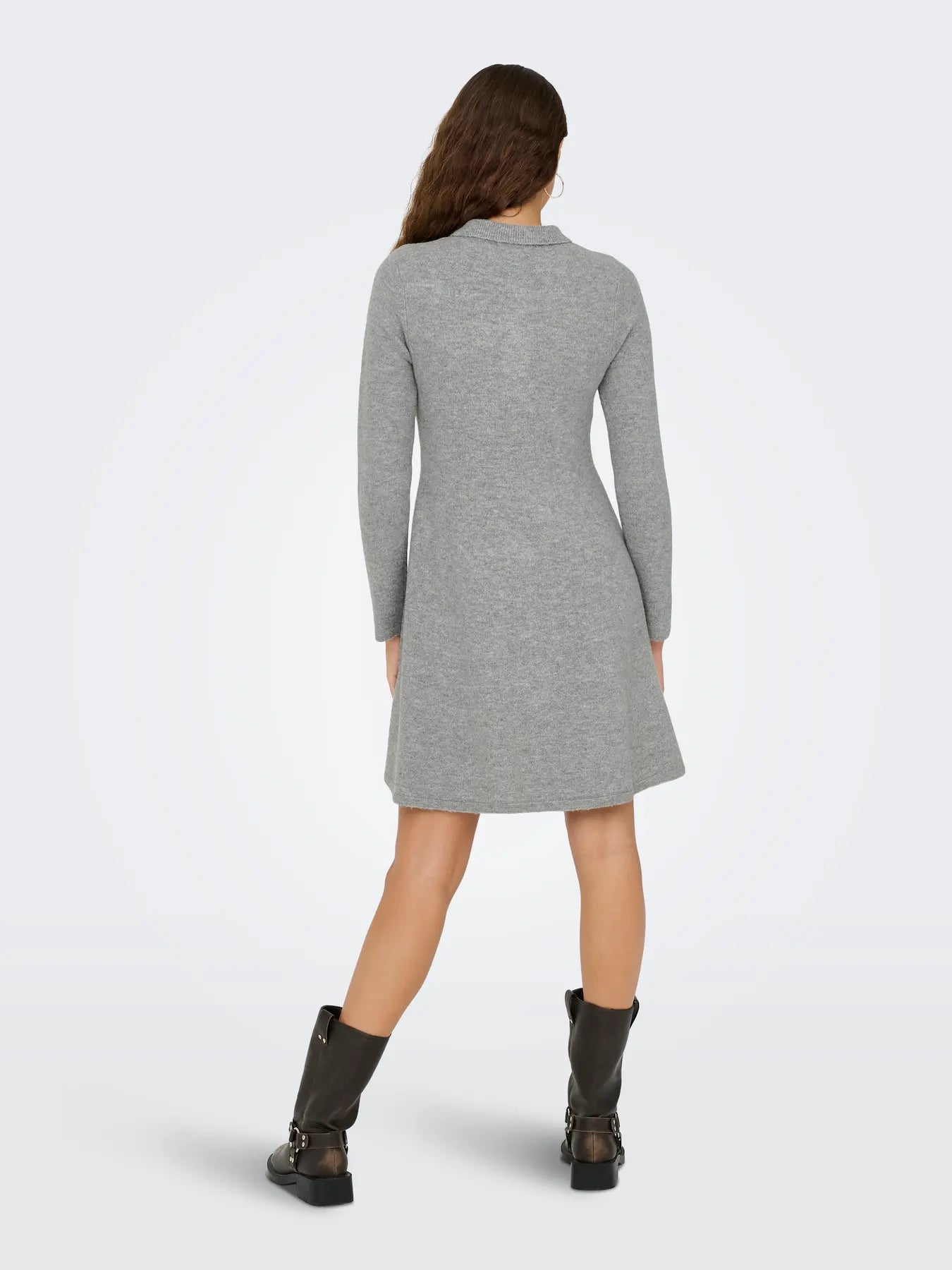 Rosemary Life L/S Collar Dress - Light Grey Melange