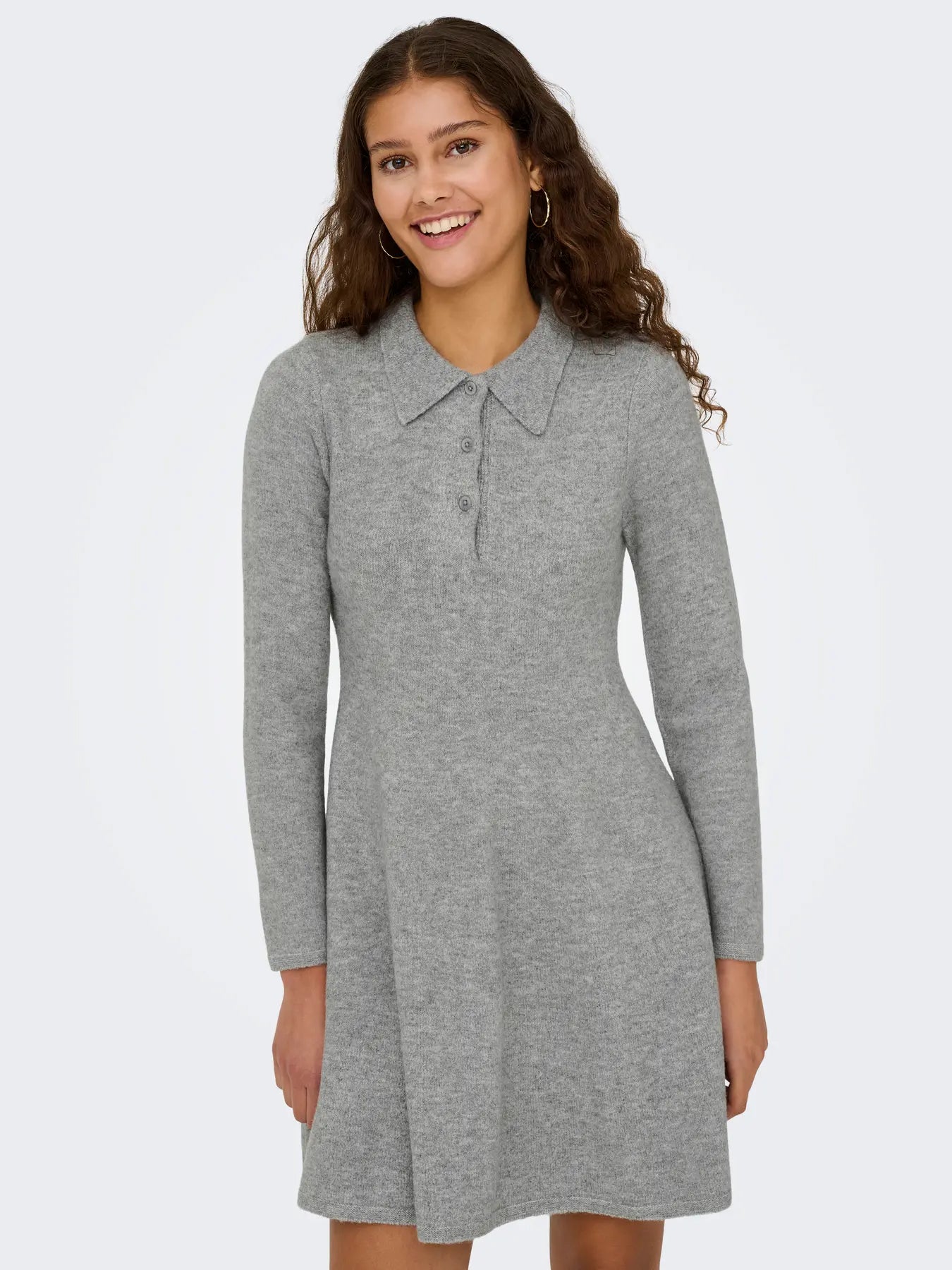 Rosemary Life L/S Collar Dress - Light Grey Melange
