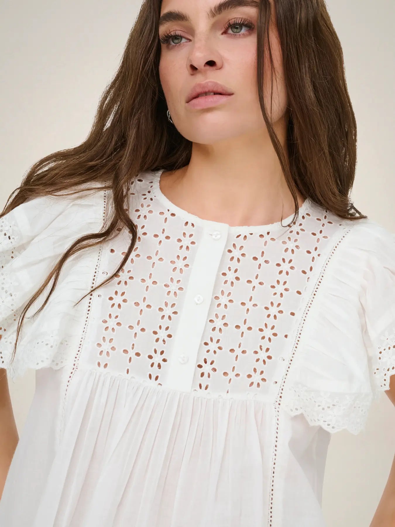 SIGGA S/S TOP WVN - Cloud Dancer