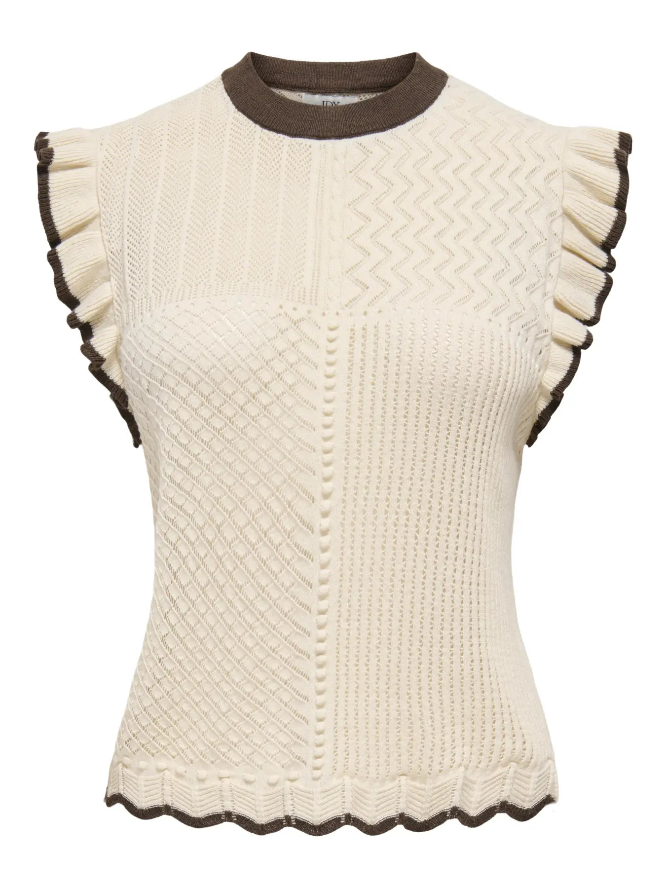 VIOLET S/L FRILL PULLOVER - Birch W. BRACKEN CONTRAST