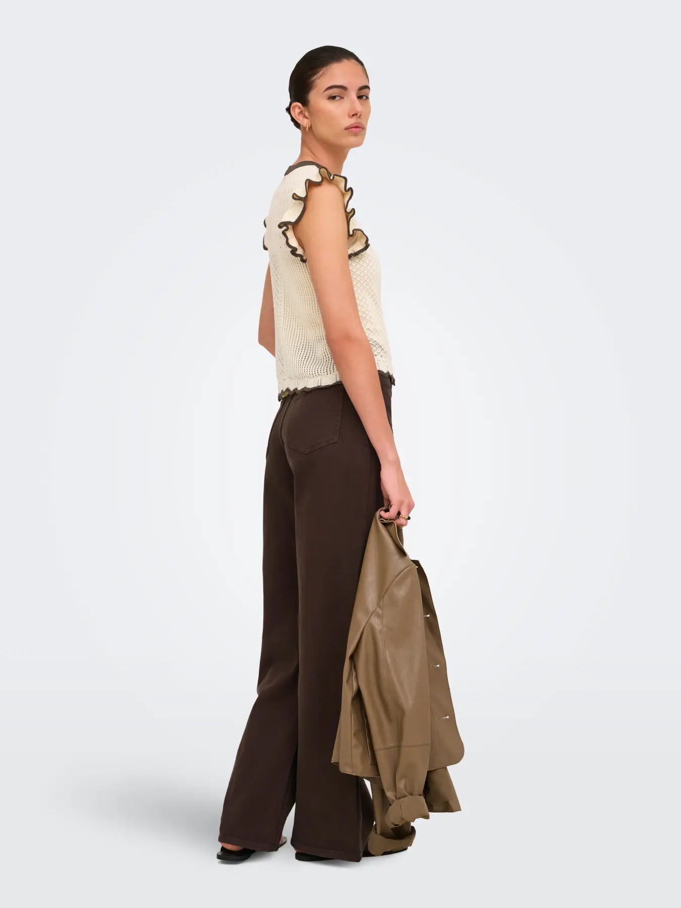 VIOLET S/L FRILL PULLOVER - Birch W. BRACKEN CONTRAST