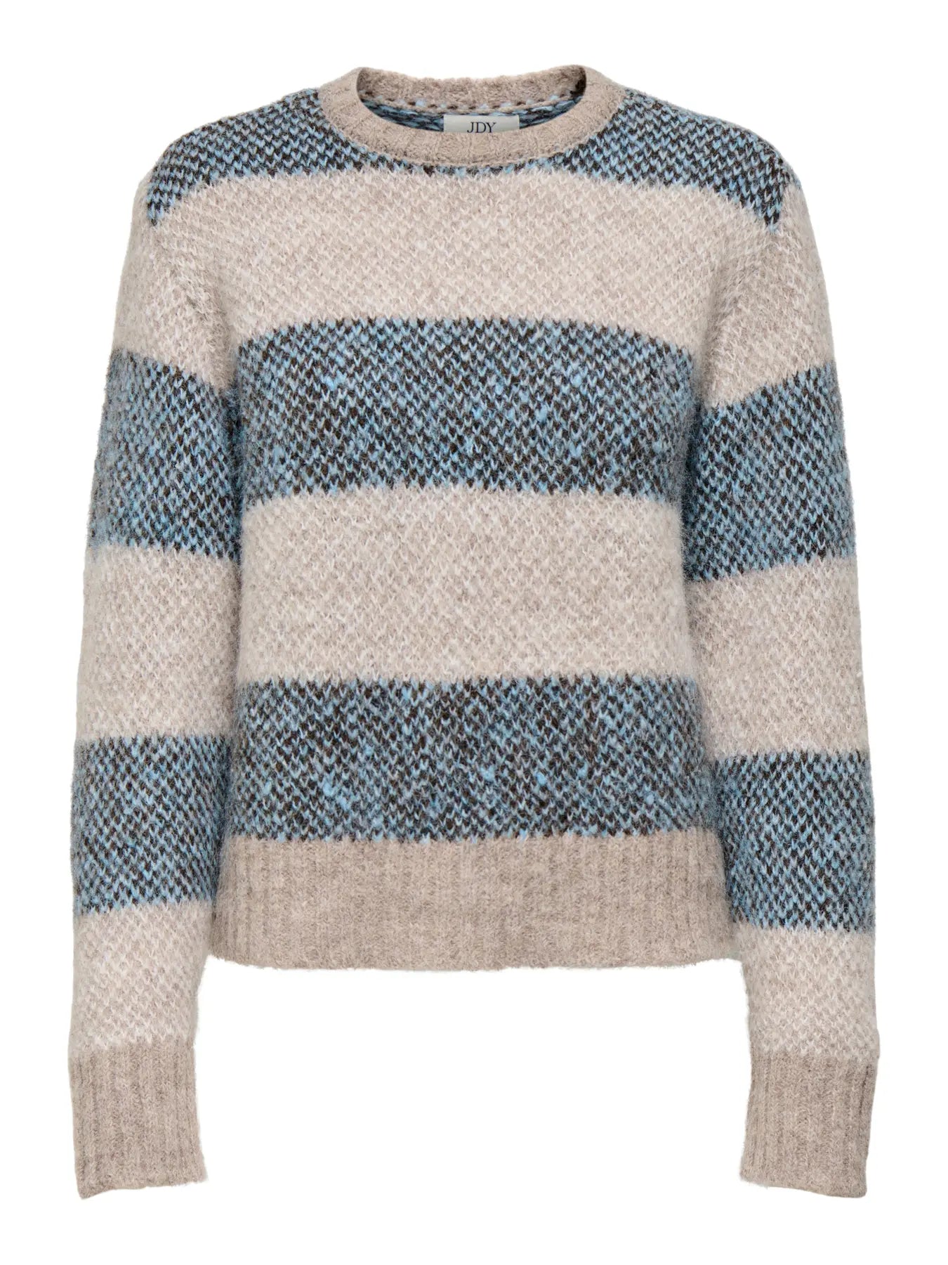 ZOEY LIFE L/S O-NECK JACQ PULL - Taupe Gray_SURF THE WEB