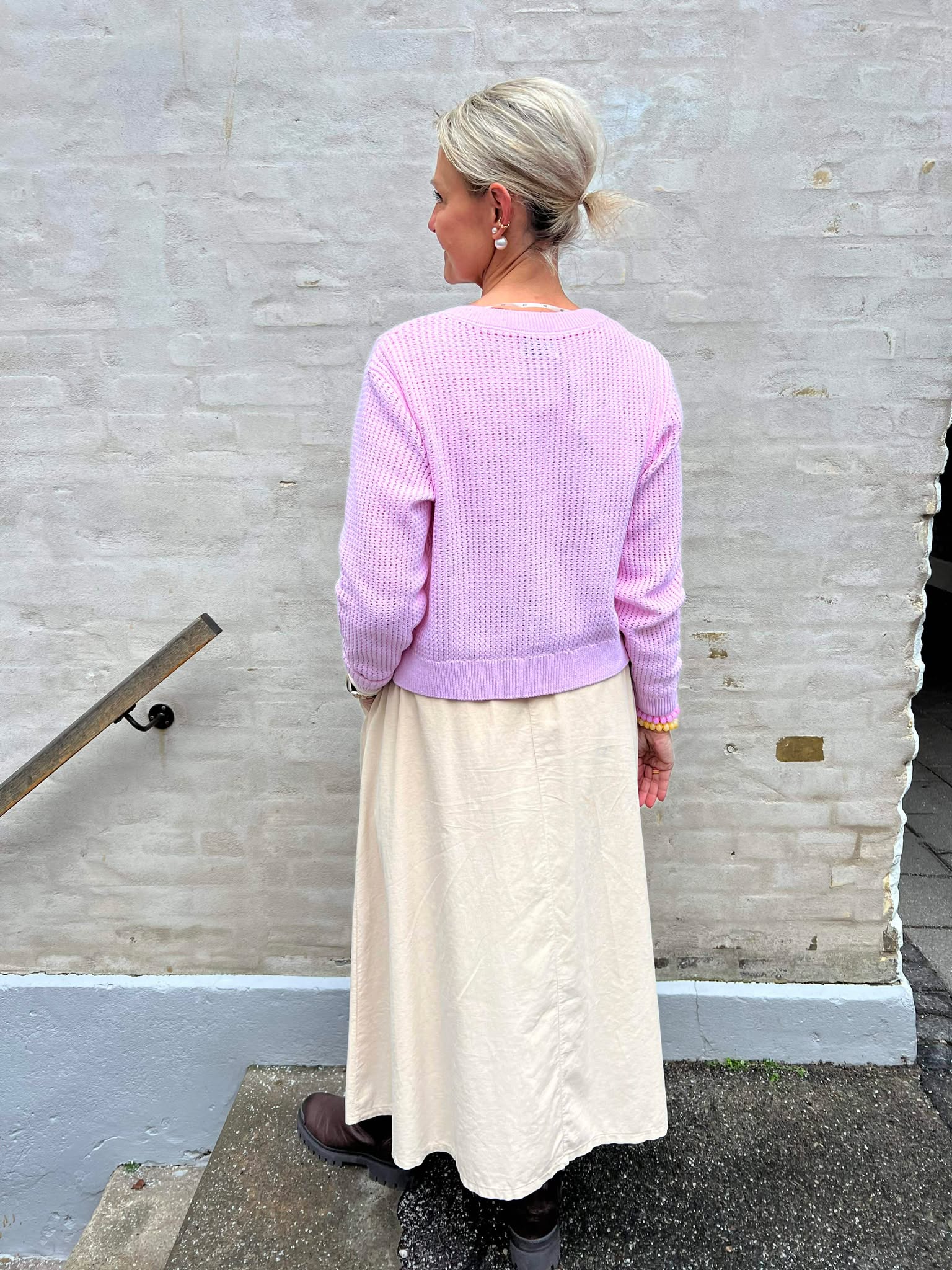 SERENA LIFE O-NECK CARDIGAN - Chalk Pink