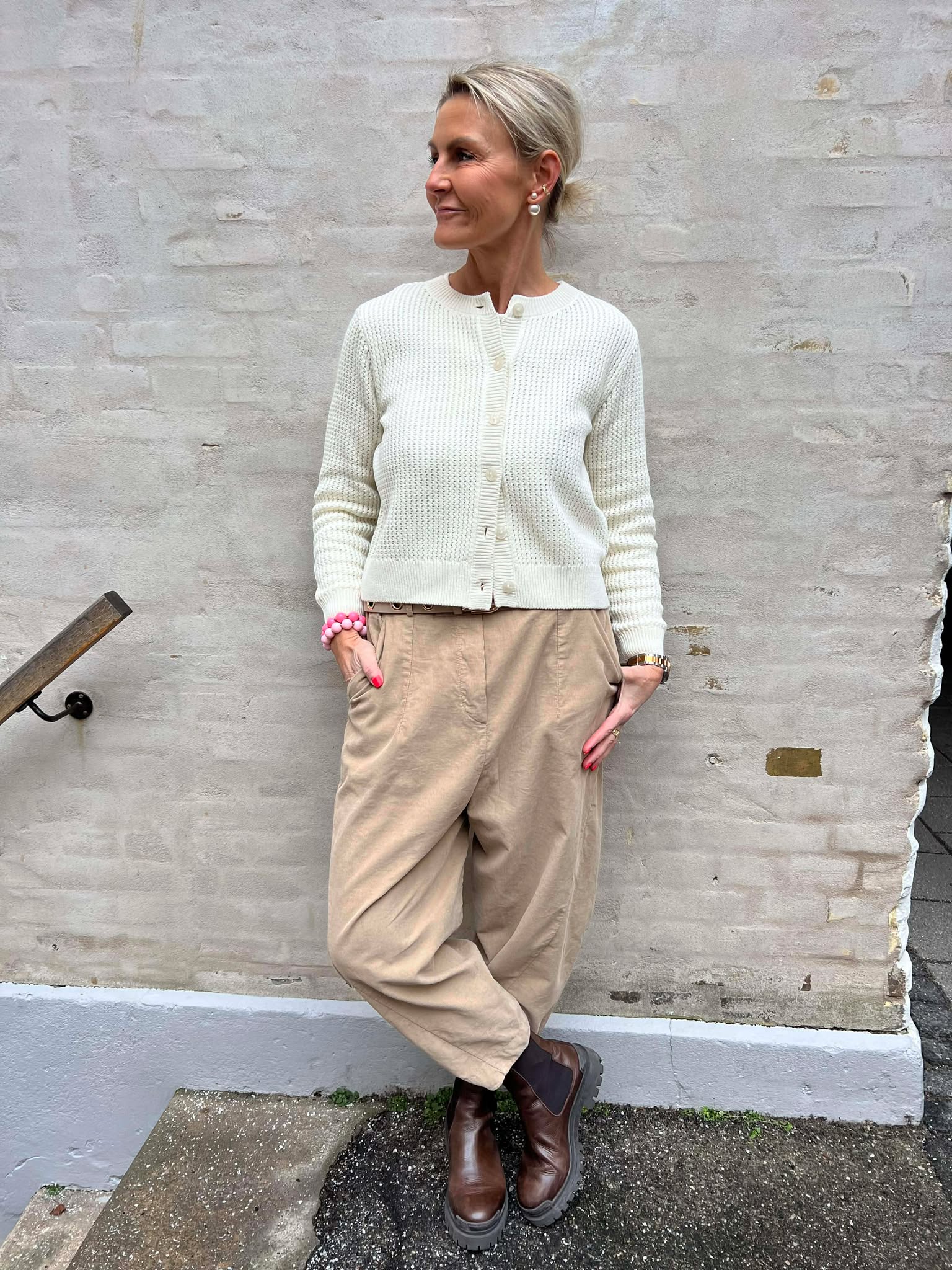 SERENA LIFE O-NECK CARDIGAN - Cloud Dancer