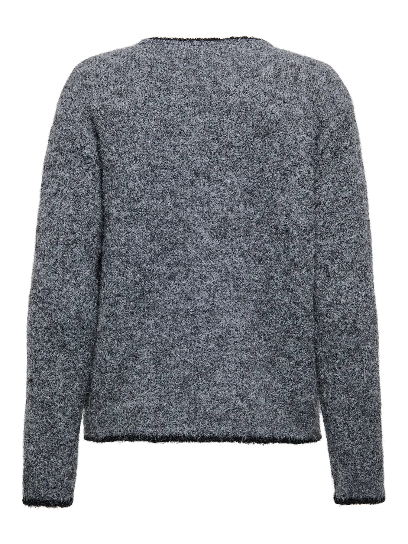 ZOEY LIFE L/S O-NECK CARDIGAN - Dark Grey Melange W. BLACK BINDER