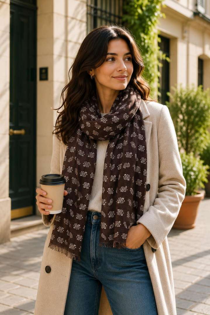 Paisley Love Scarf - Brun