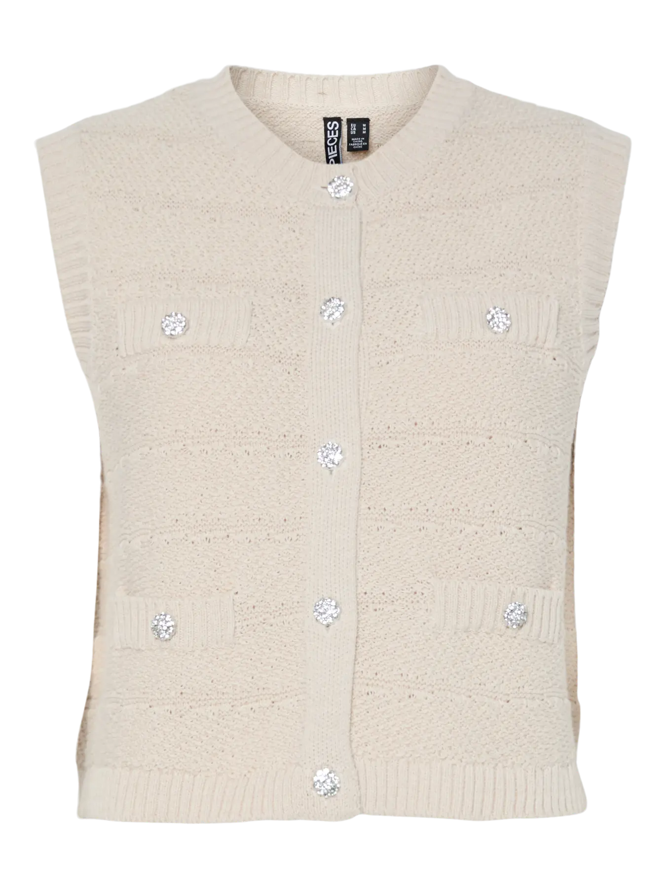 Jena SL O-neck knit vest silver lining