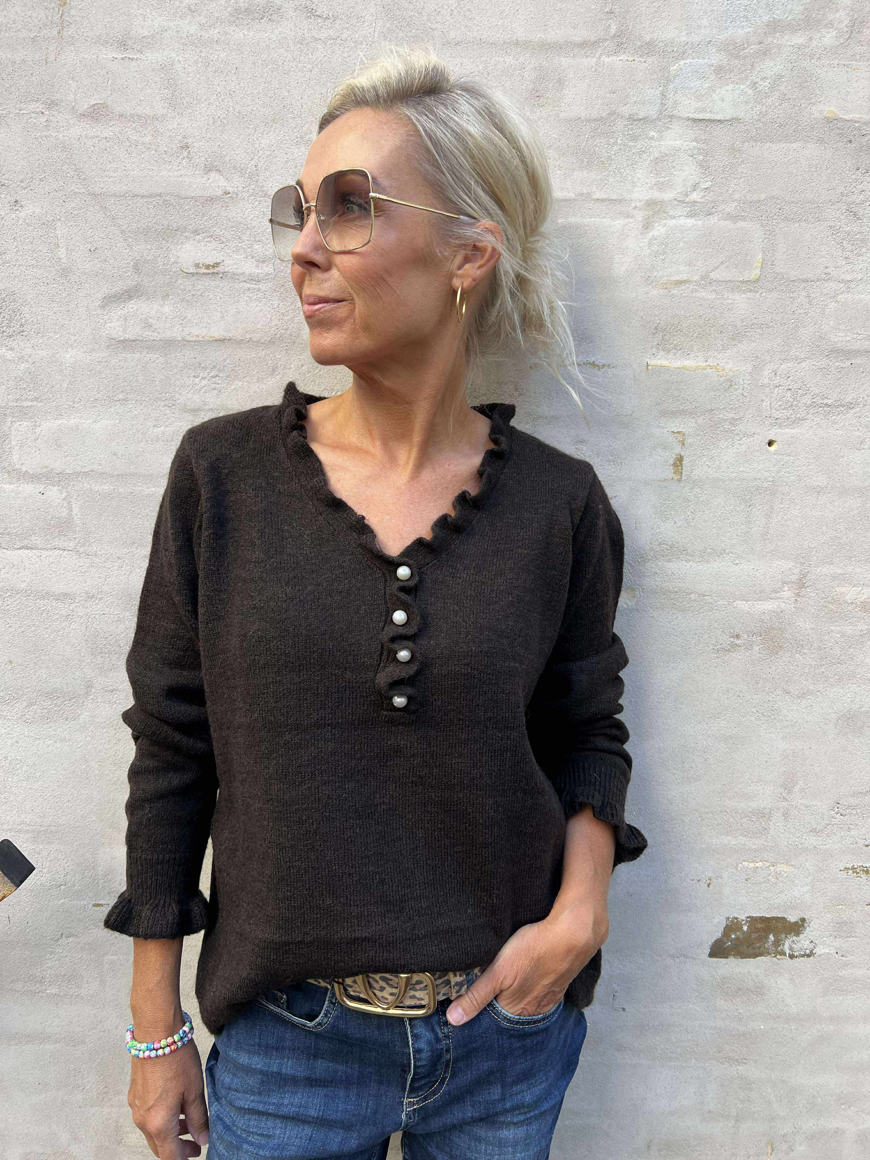 Letty v-neck frill pullover cardigan Betty boo vordingborg