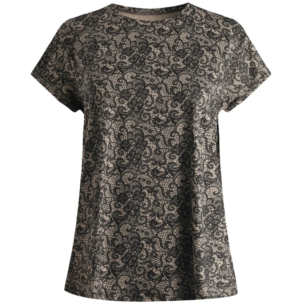 Alma U-tshirt - Mocca Brown Lace