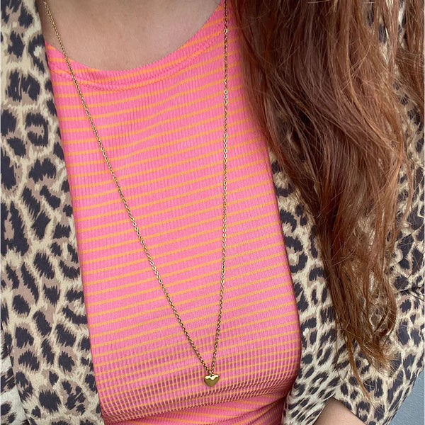 Long Love Heart Necklace 80cm - 18 karat guldbelagt