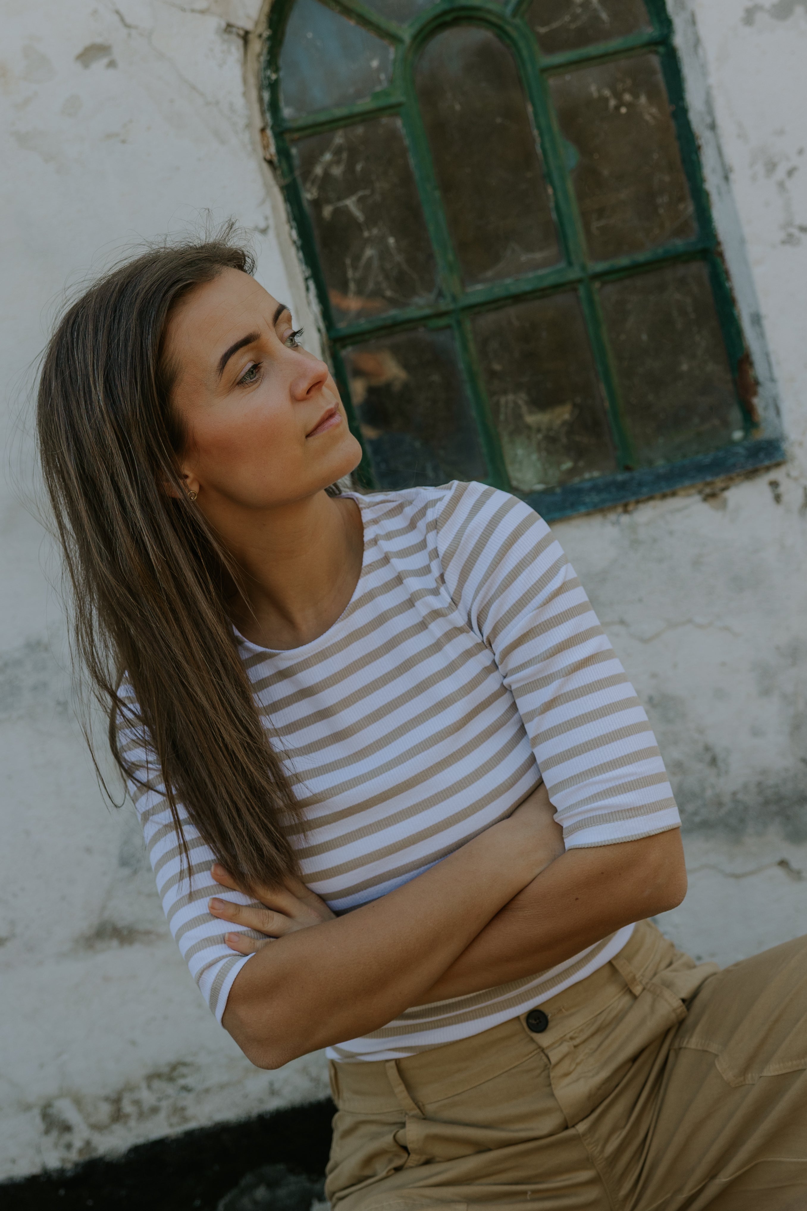 Everyday Stripes SS Blouse - White/Beige