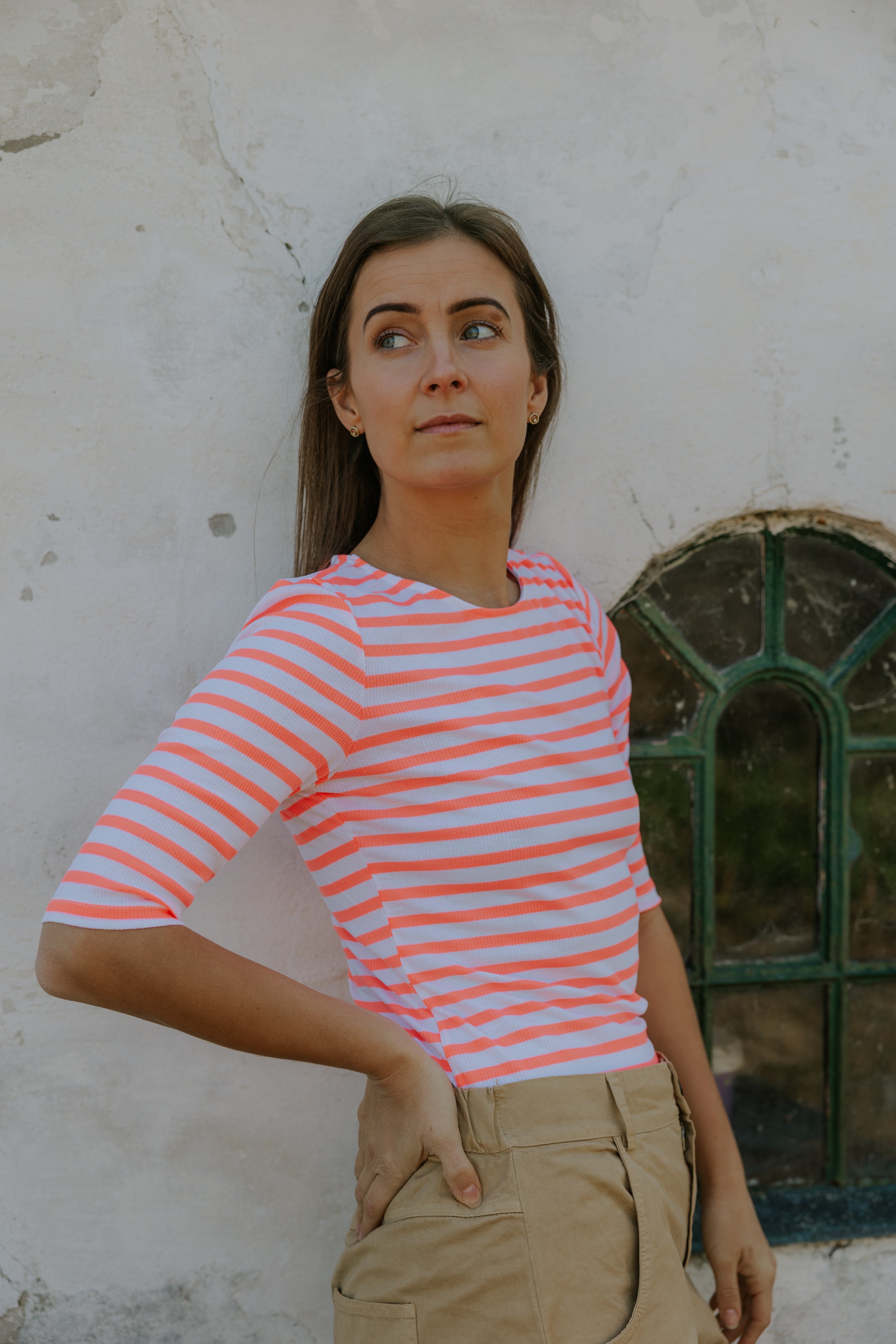Everyday Stripes SS Blouse - White/Pink Flou