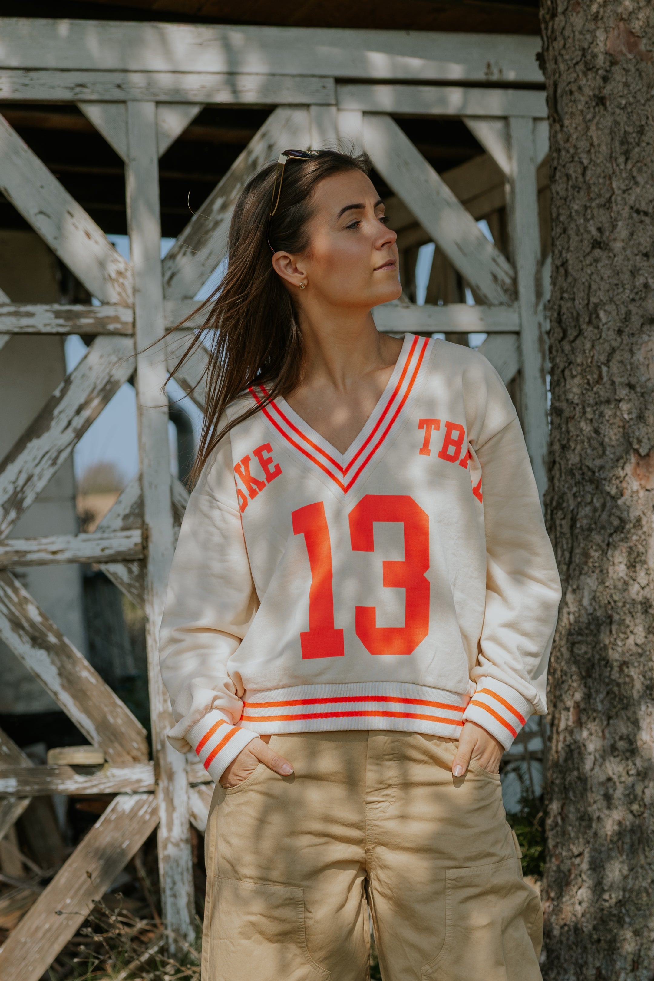 Basket Sweatshirt - Beige/Coral