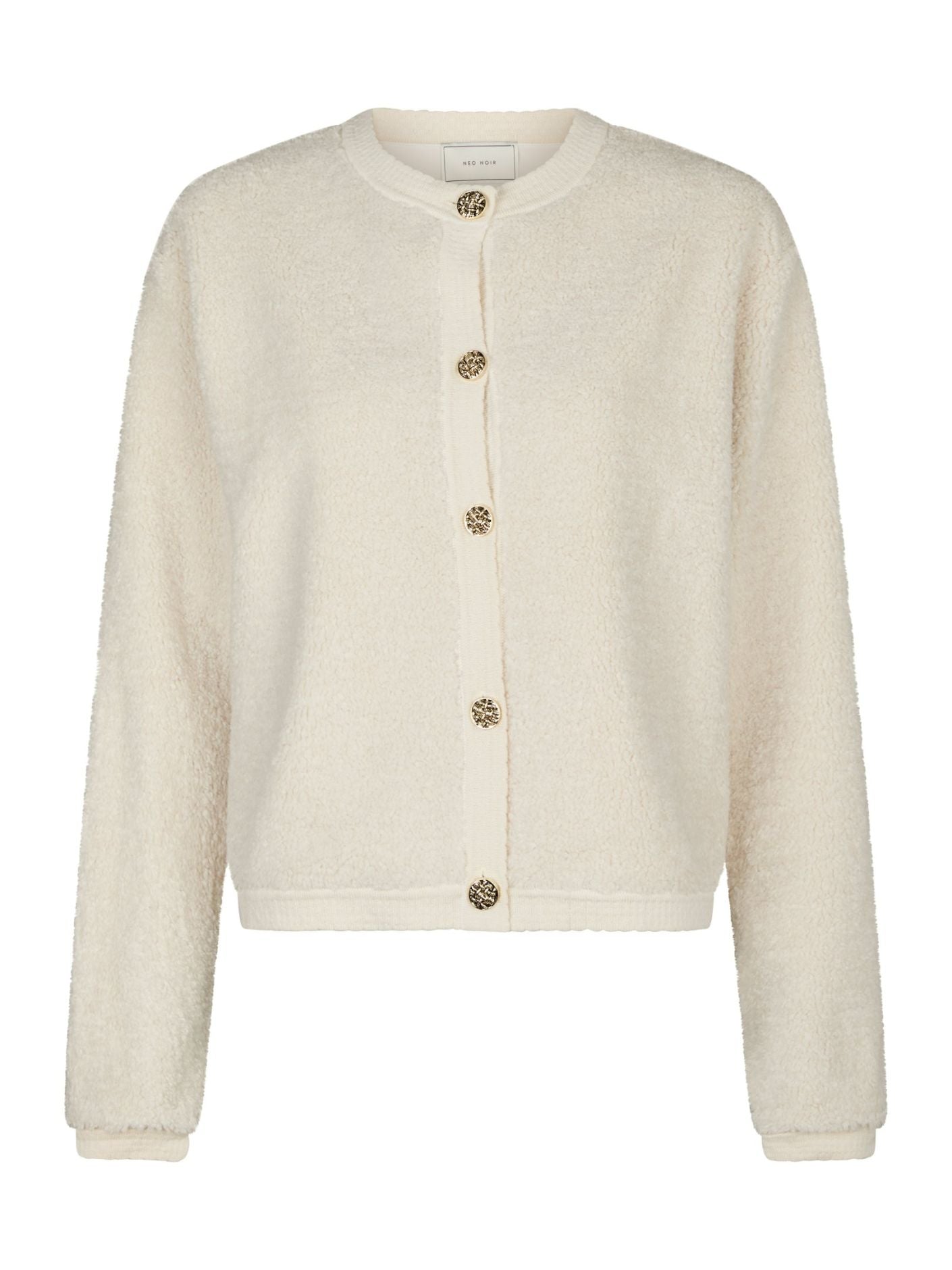 Limo Fluffy Knit Cardigan - Creme