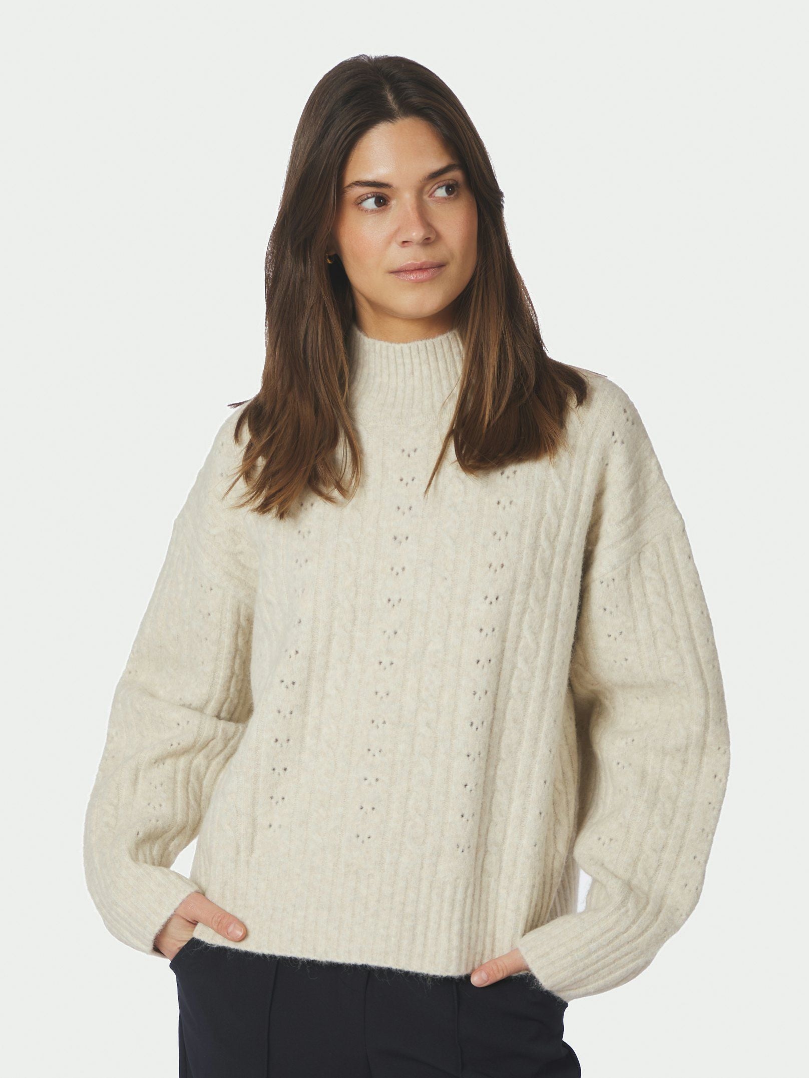 Anda Cable Knit Blouse - Ivory