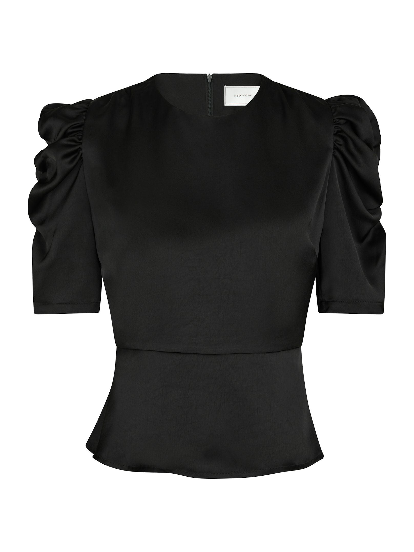 Benua Heavy Sateen Blouse - Black