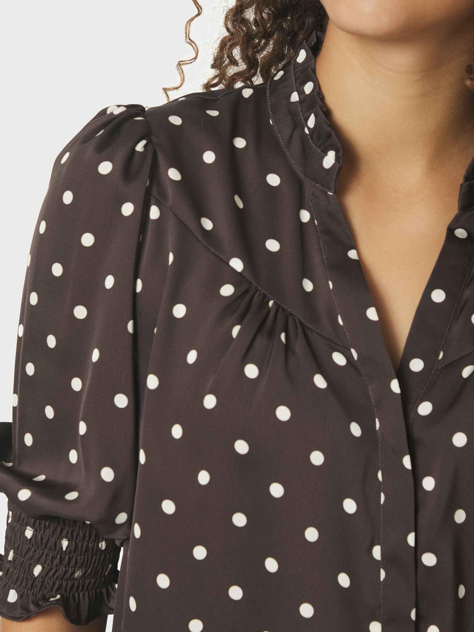 Diana Dot Blouse - Dark Brown