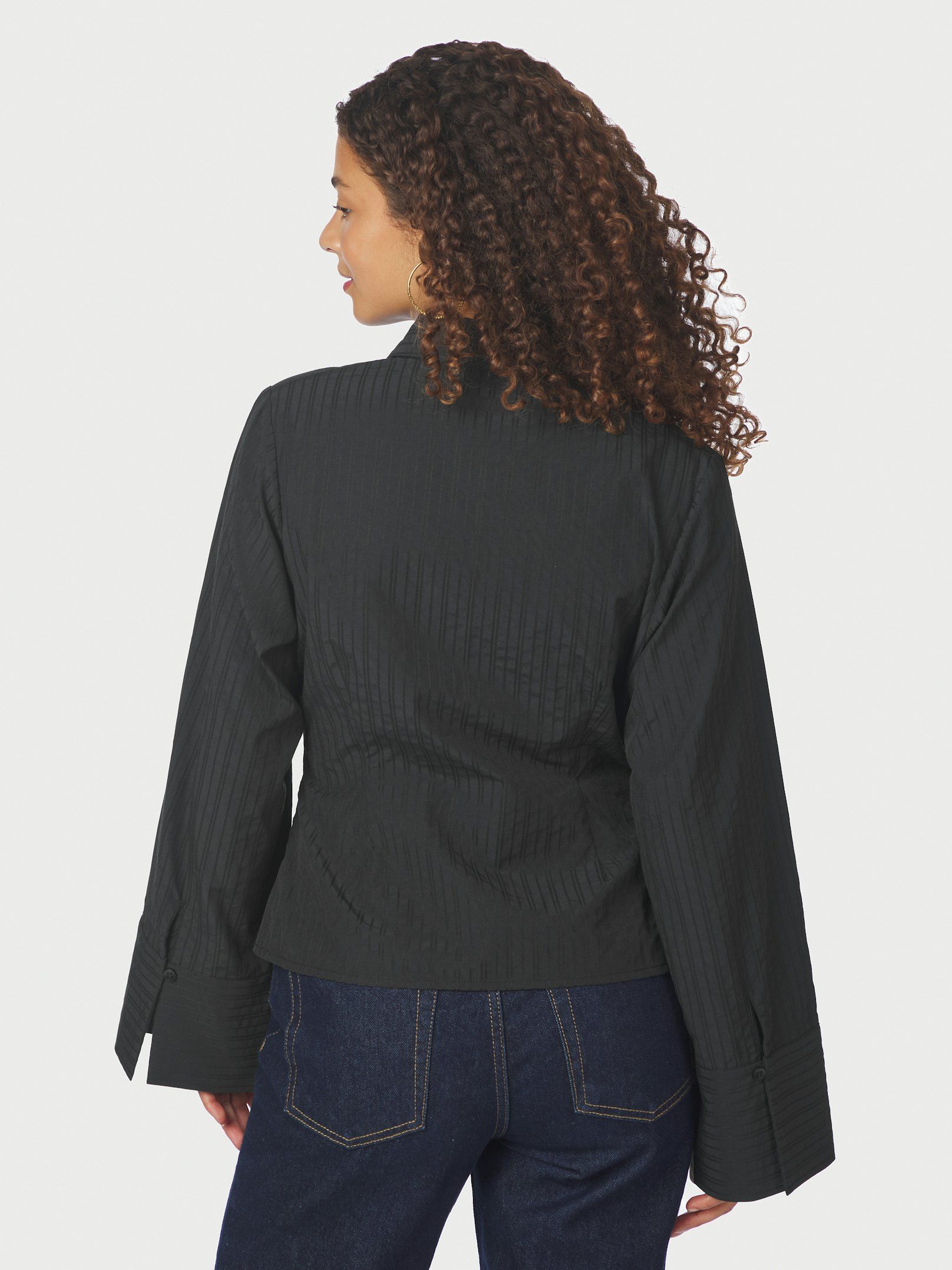 Fenli Tone Stripe Shirt - Black