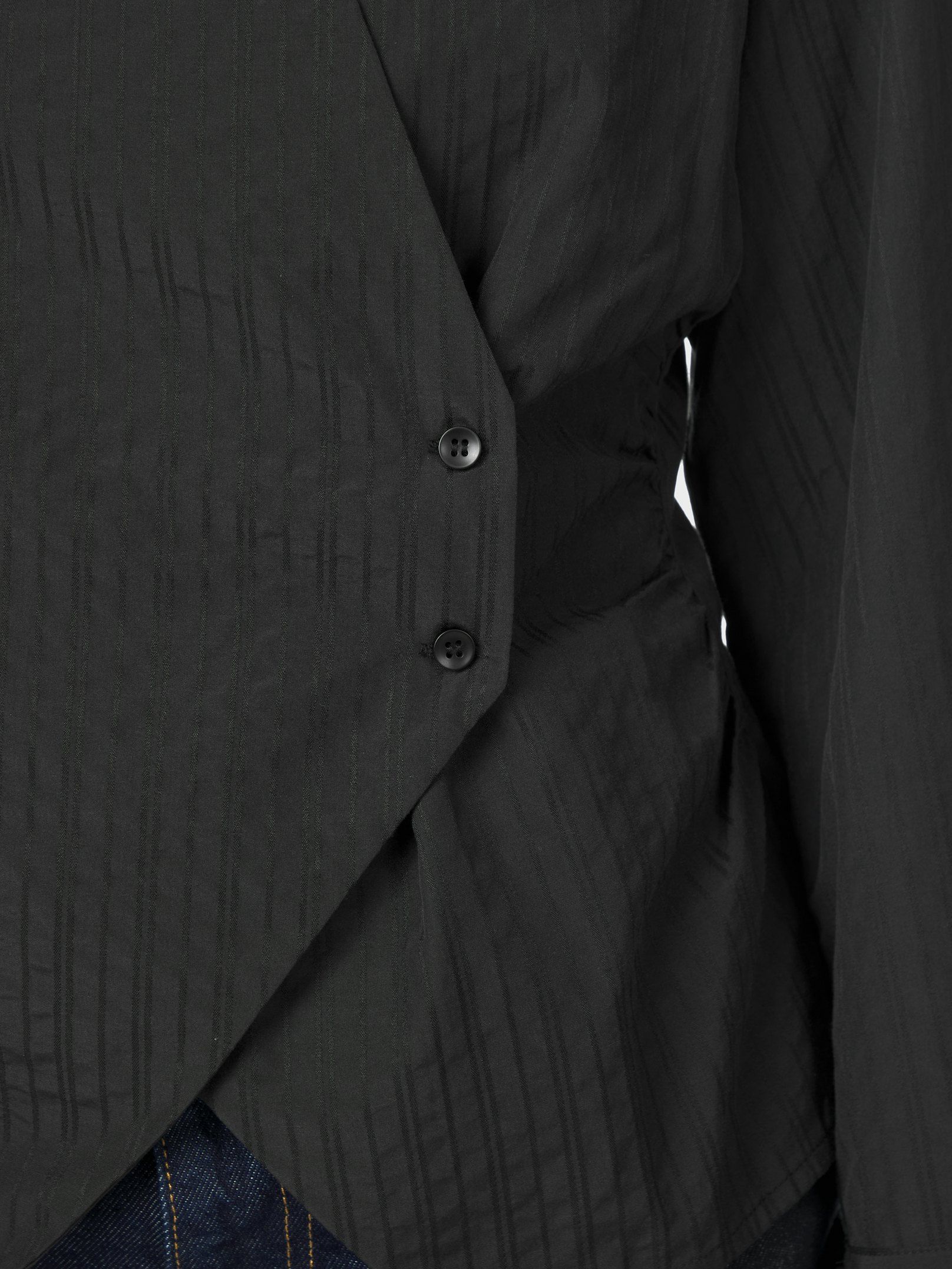 Fenli Tone Stripe Shirt - Black