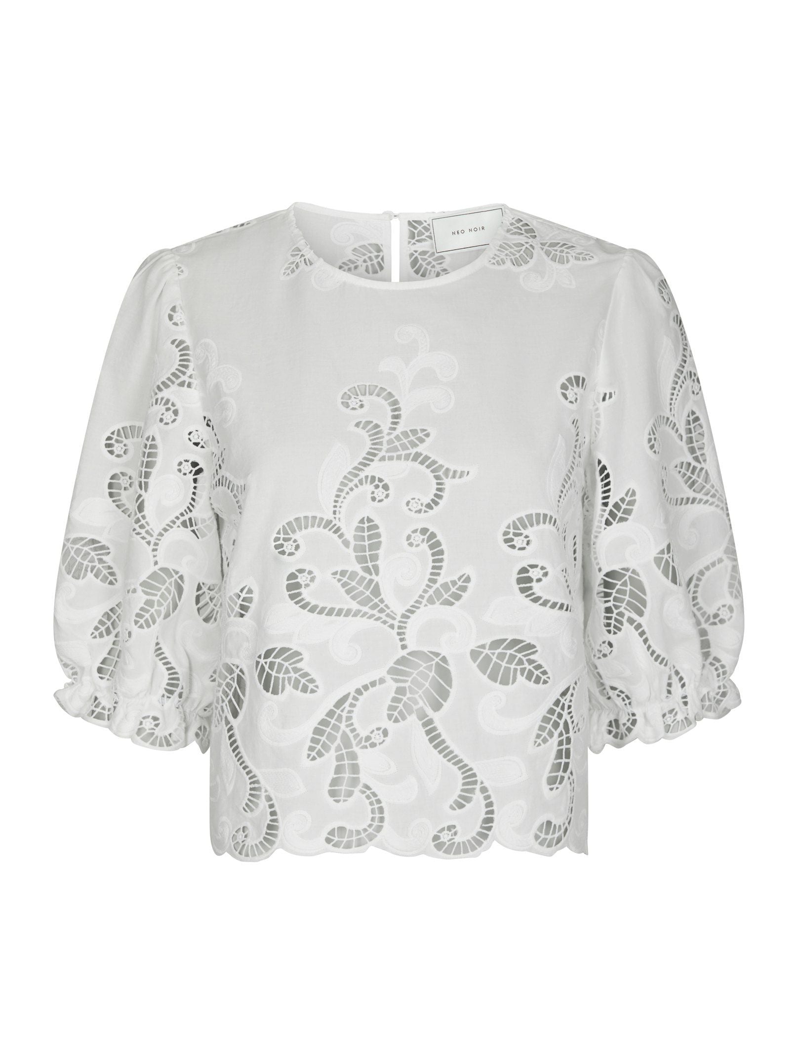 Fia Embroidery Blouse - White