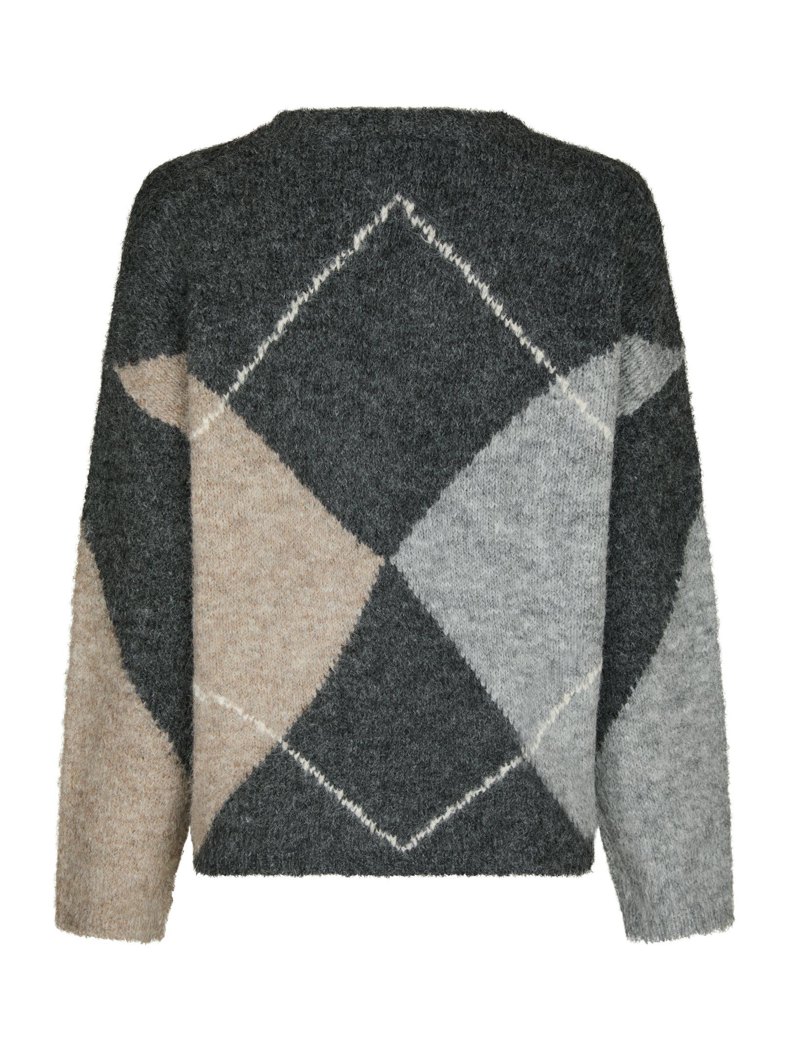 Inga Check Fluff Knit Blouse - Antracit