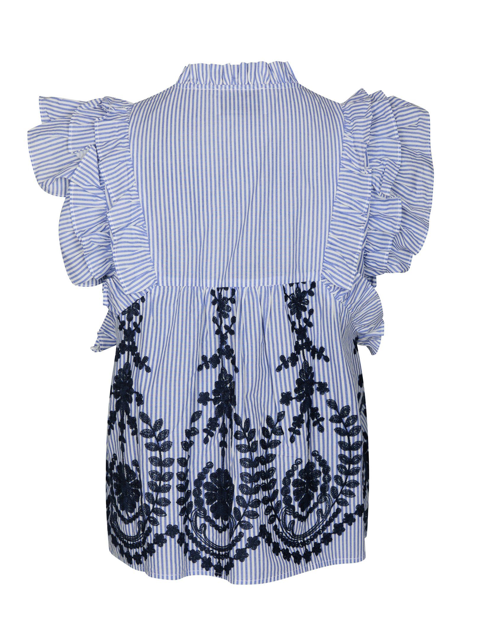 Jayla Stripe Embroidery Top - Blue