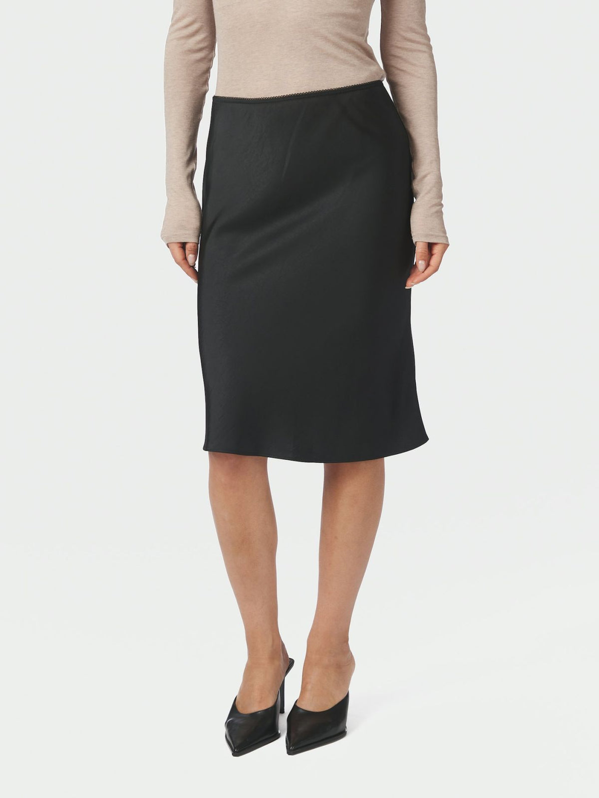 Mindie Heavy Sateen Skirt - Black