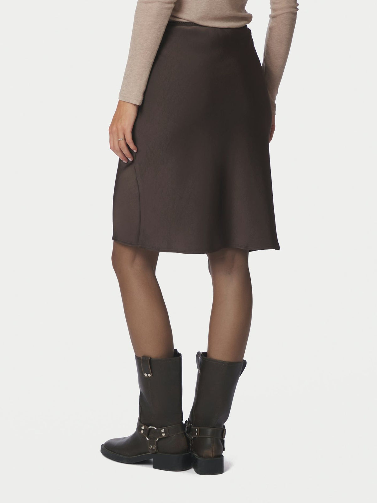 Mindie Heavy Sateen Skirt - Dark Brown