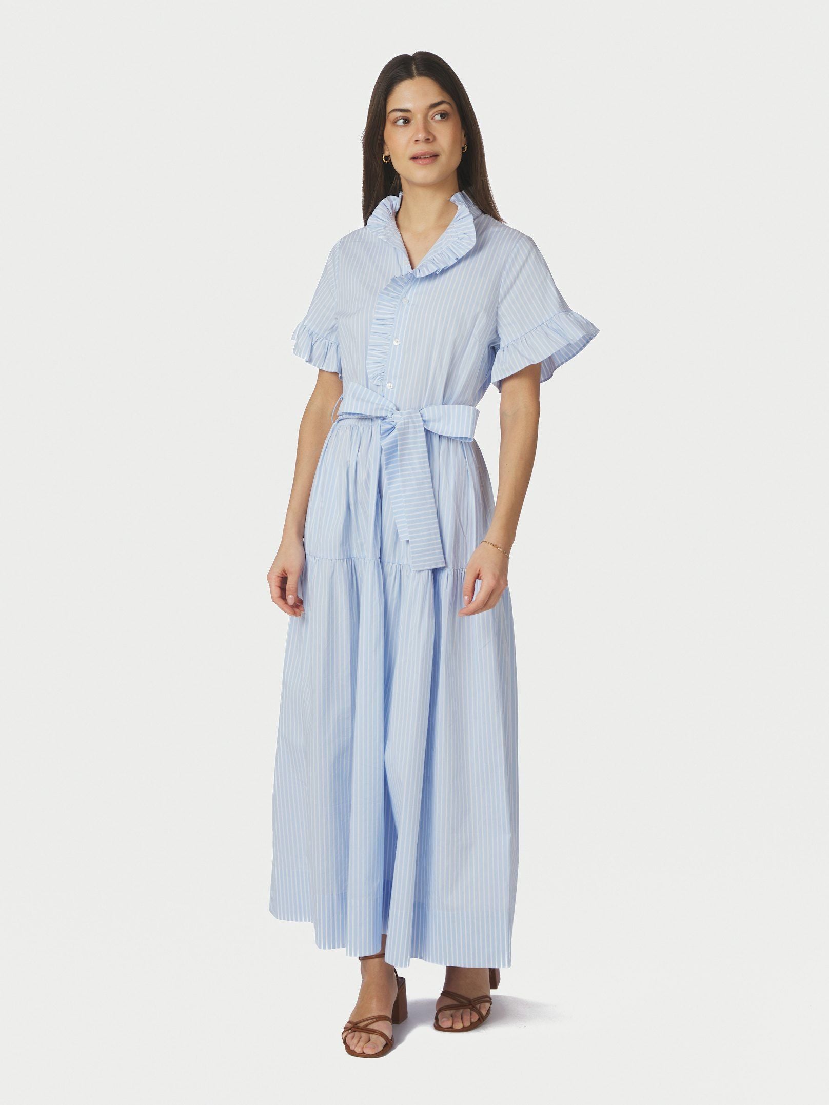 Nellie Soft Stripe Dress - Light Blue