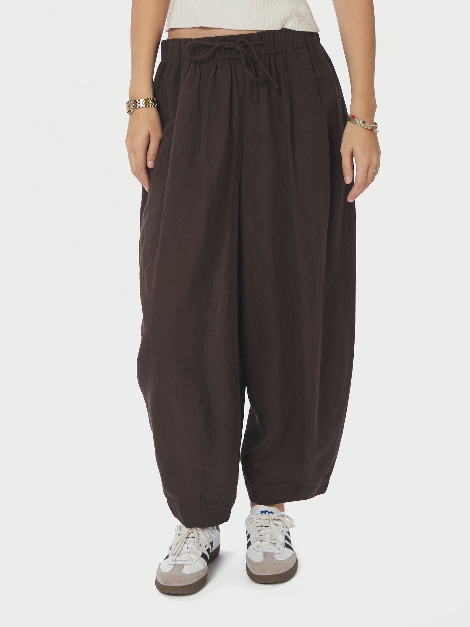 Prina Linen Pants - Dark Brown