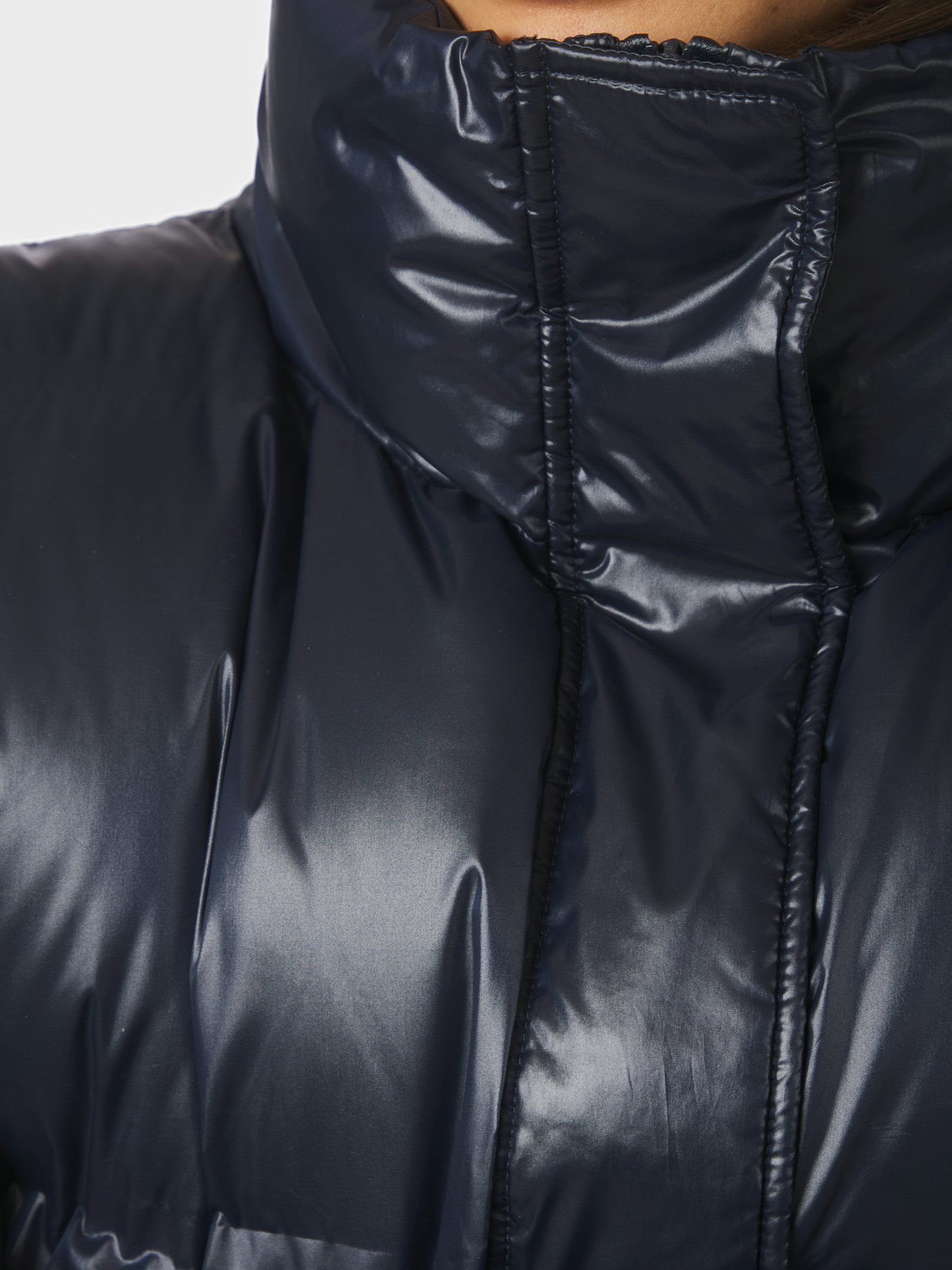 Rhea Shiny Puffer Jacket - Navy
