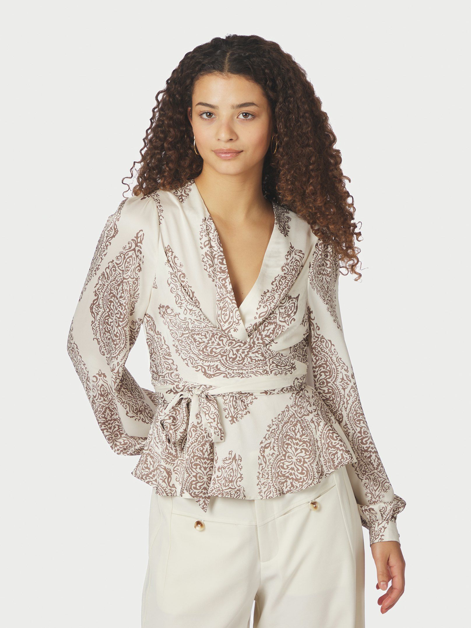 Rista Paisley Drop Blouse - Ivory