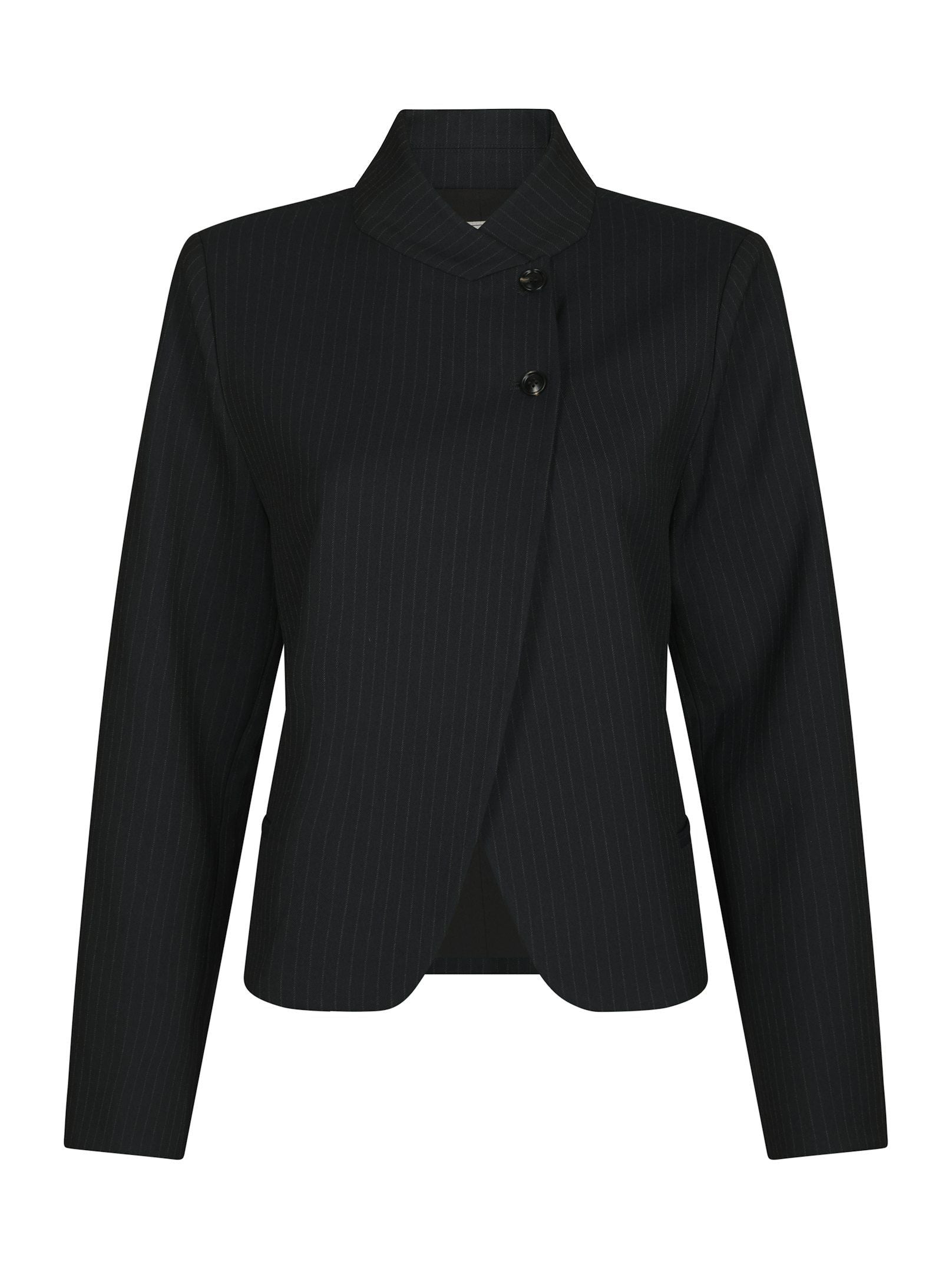 Tiria Slim Pinstripe Blazer - Dark Navy