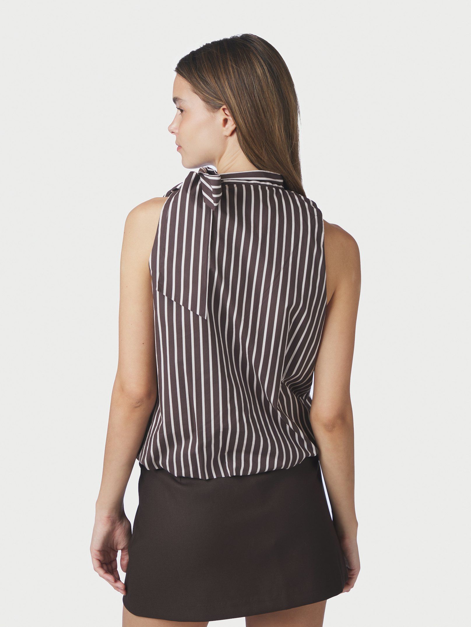 Veda Wide Stripe Top - Dark Brown
