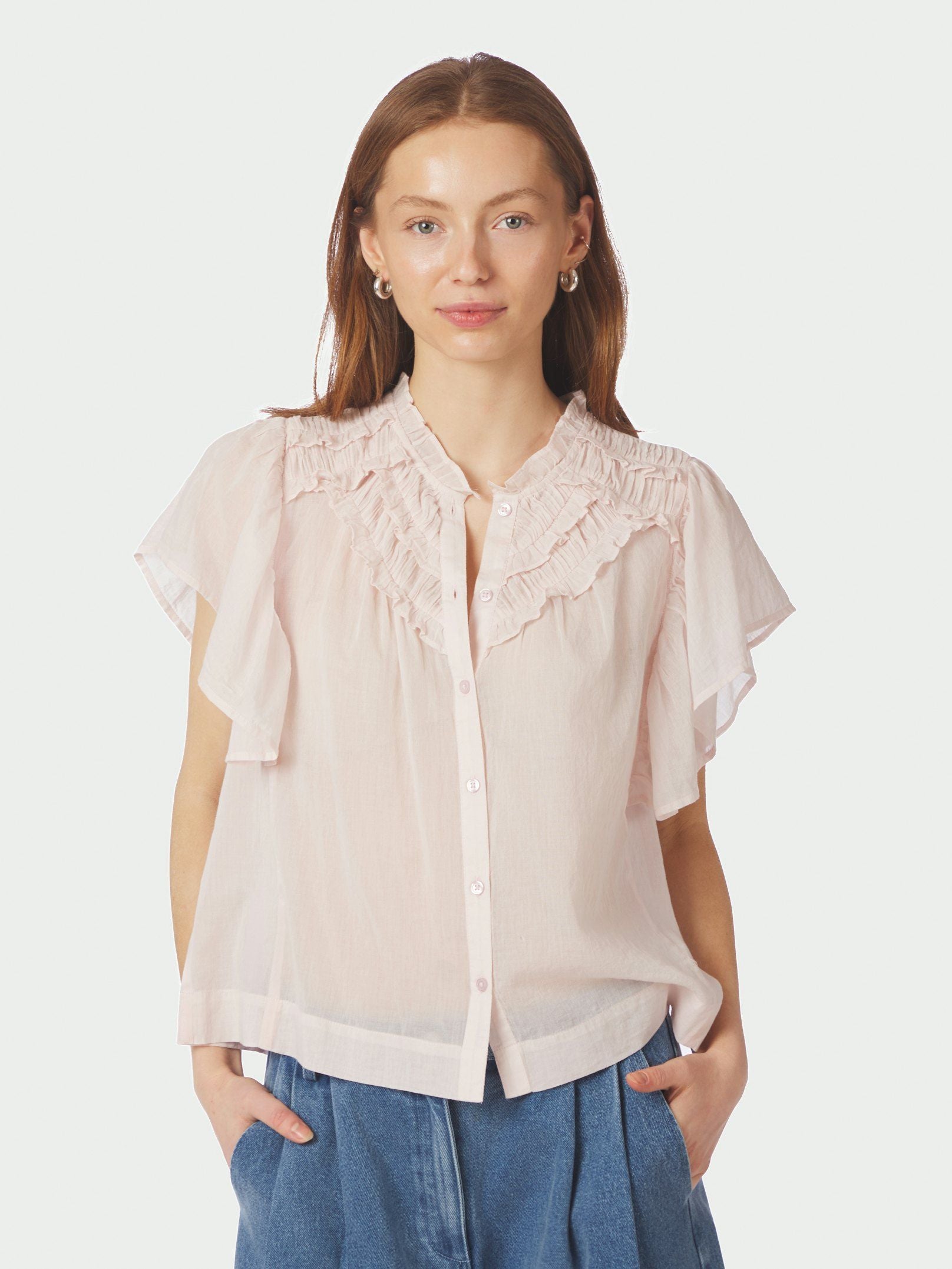 Vinsa S Voile Top - Light Pink