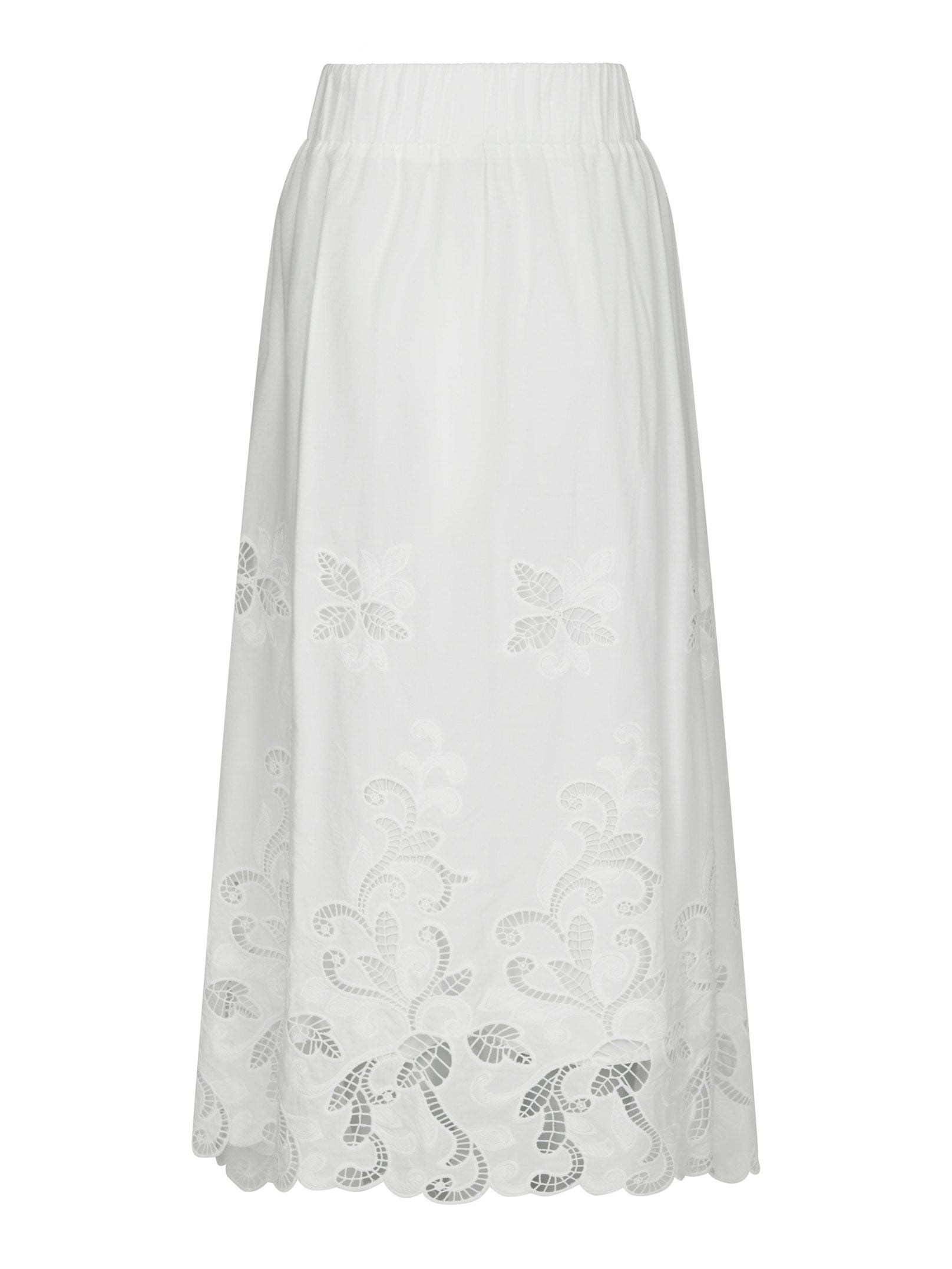 Yara Long EMB Skirt - White